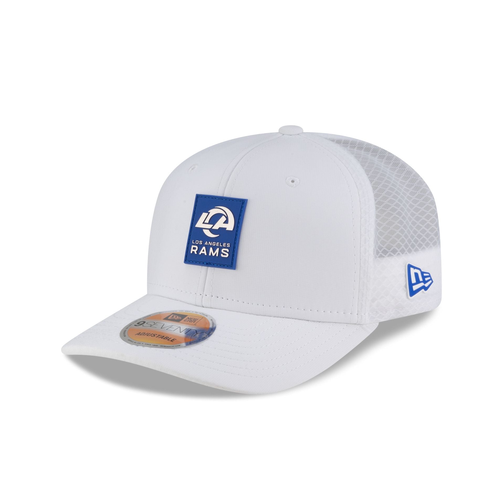 Los Angeles Rams 2025 Sideline Hot Weather White 9Seventy Trucker Hat