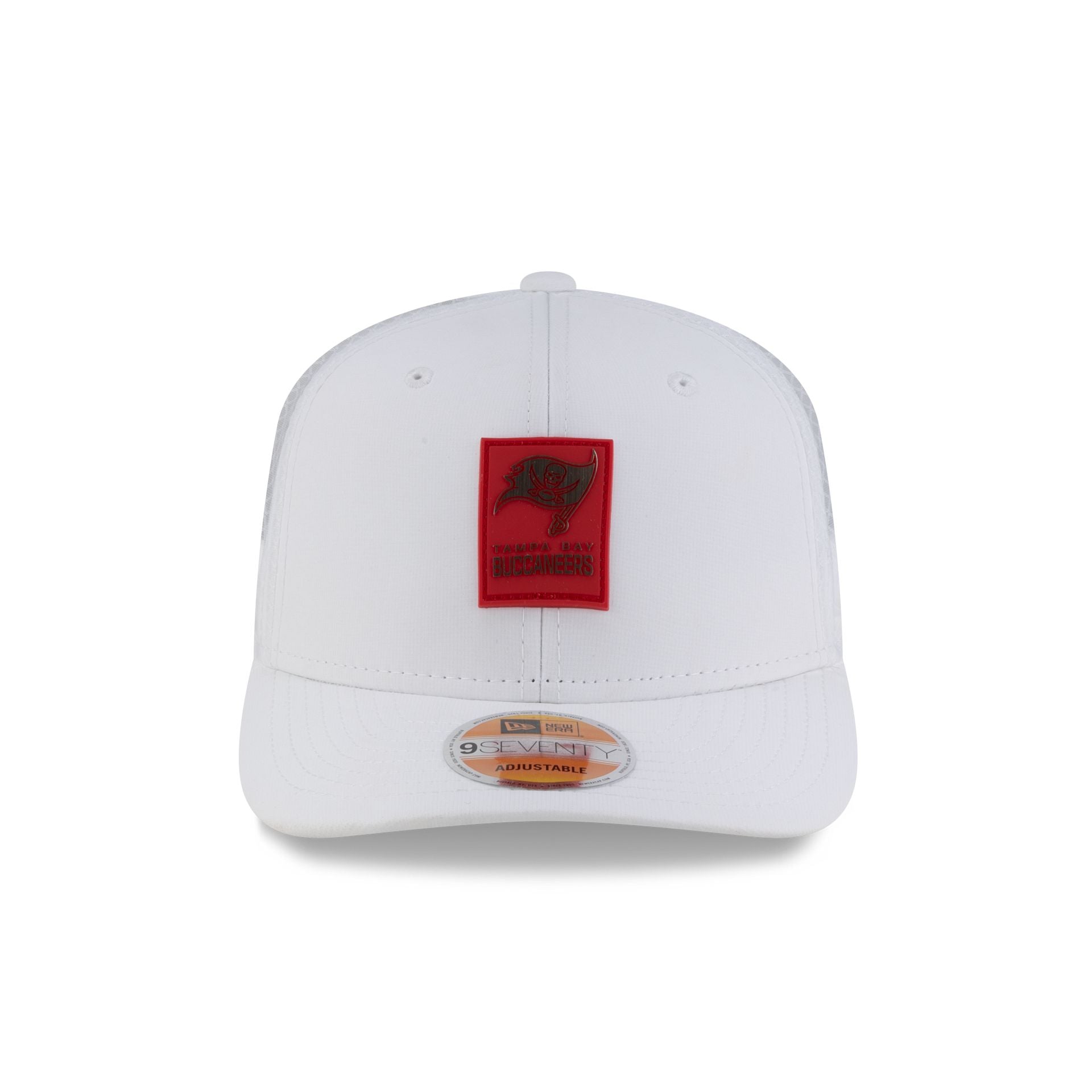 Alternative view of Tampa Bay Buccaneers 2025 Sideline Hot Weather White 9Seventy Trucker Hat