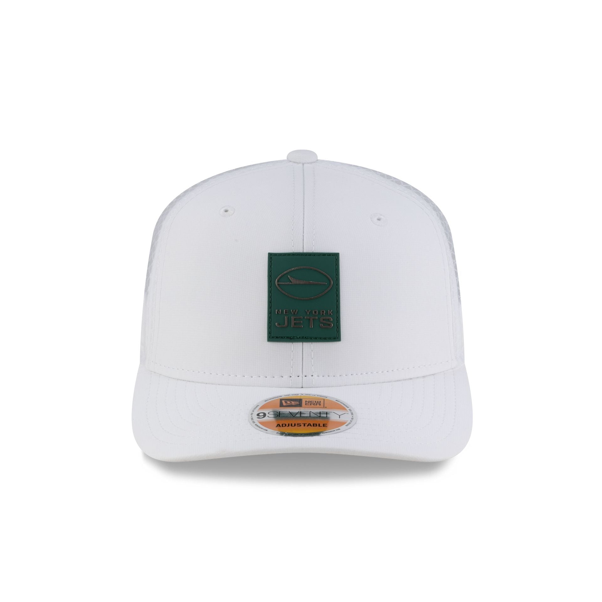 Alternative view of New York Jets 2025 Sideline Hot Weather White 9Seventy Trucker Hat