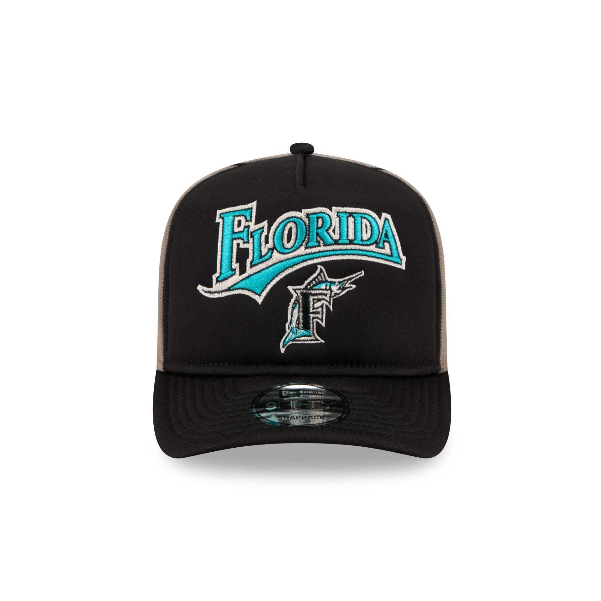 Alternative view of Miami Marlins Arched 9Fifty A-Frame Trucker Hat
