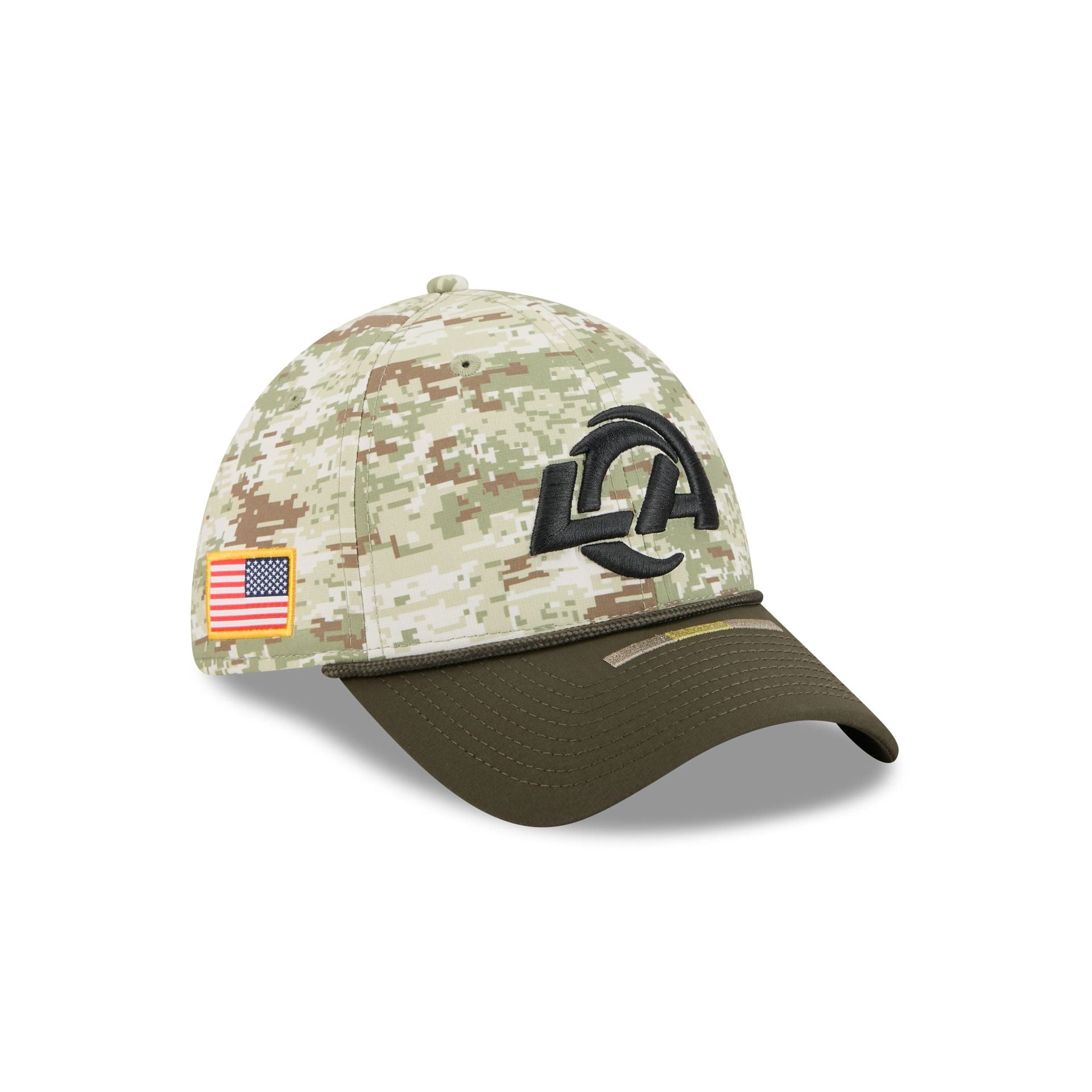 Los Angeles Rams 2025 Salute To Service Digi Camo 39Thirty Stretch Fit Hat