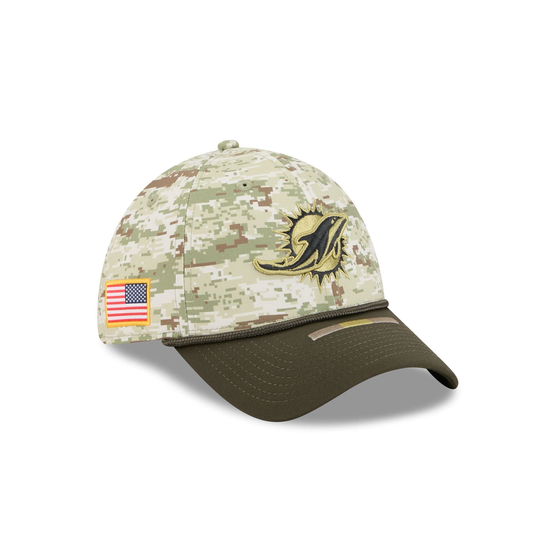 Miami Dolphins 2025 Salute To Service Digi Camo 39Thirty Stretch Fit Hat