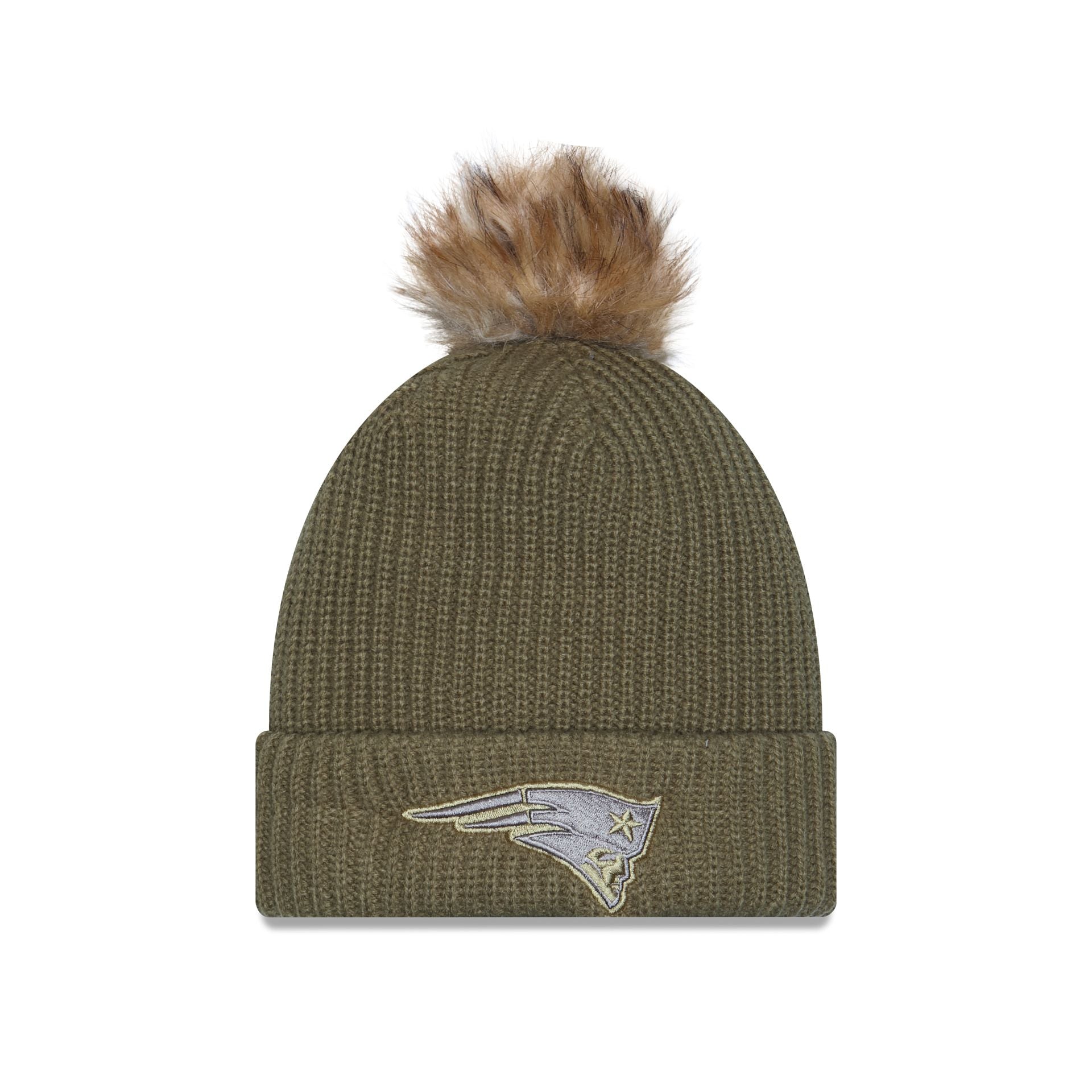 New England Patriots 2025 Salute To Service Women's Pom Knit Hat