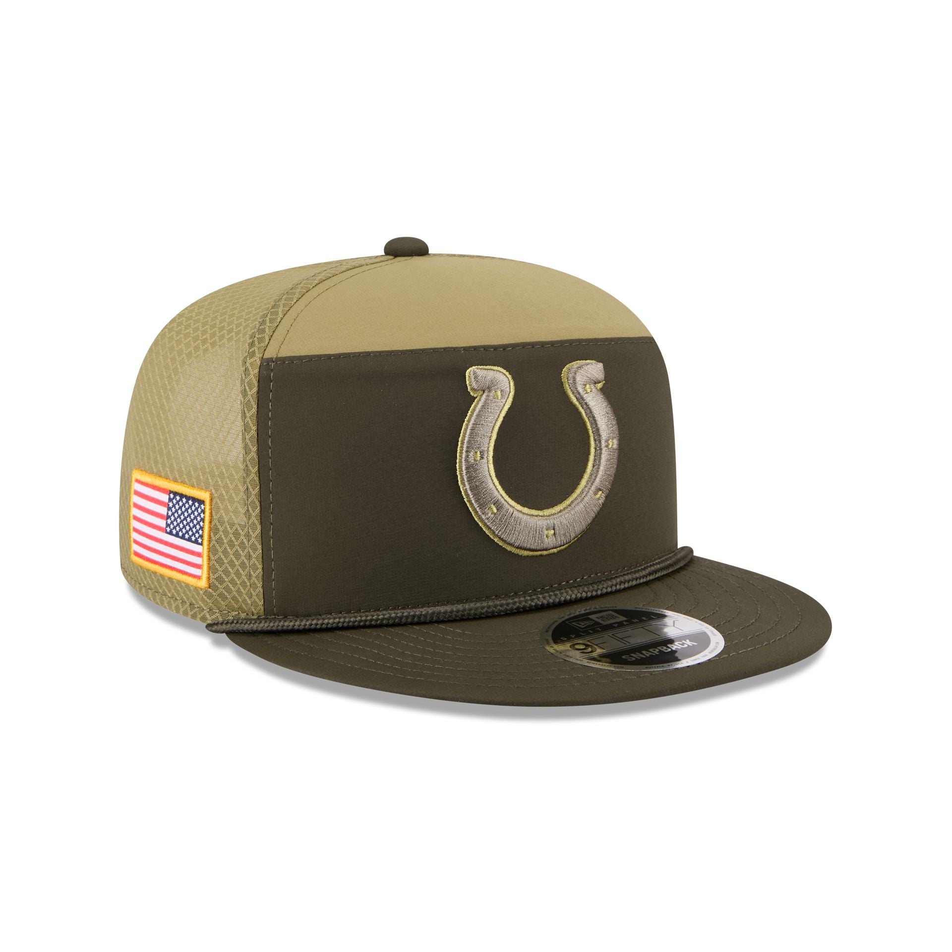 Indianapolis Colts 2025 Salute To Service Split Panel 9Fifty Trucker Hat
