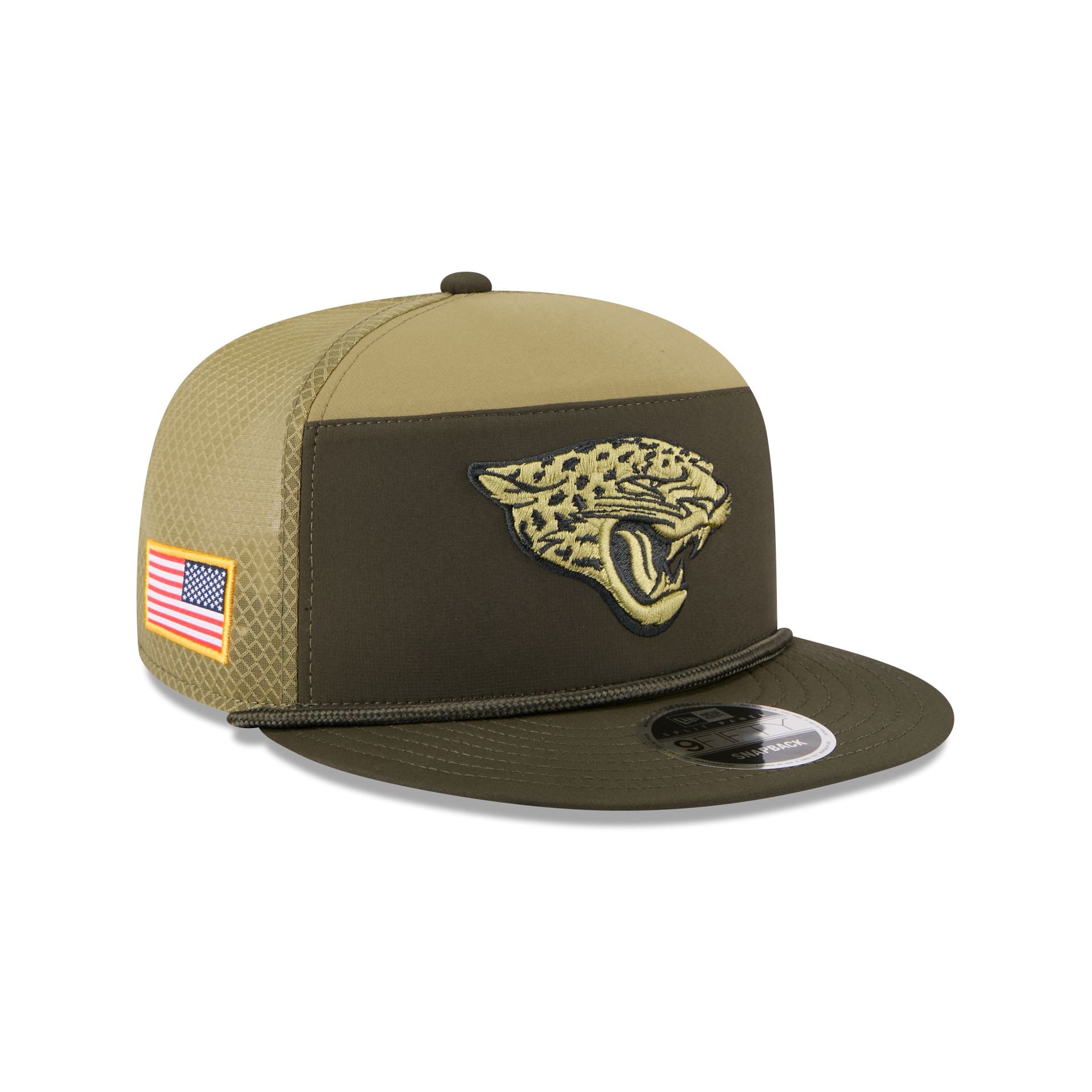 Jacksonville Jaguars 2025 Salute To Service Split Panel 9Fifty Trucker Hat