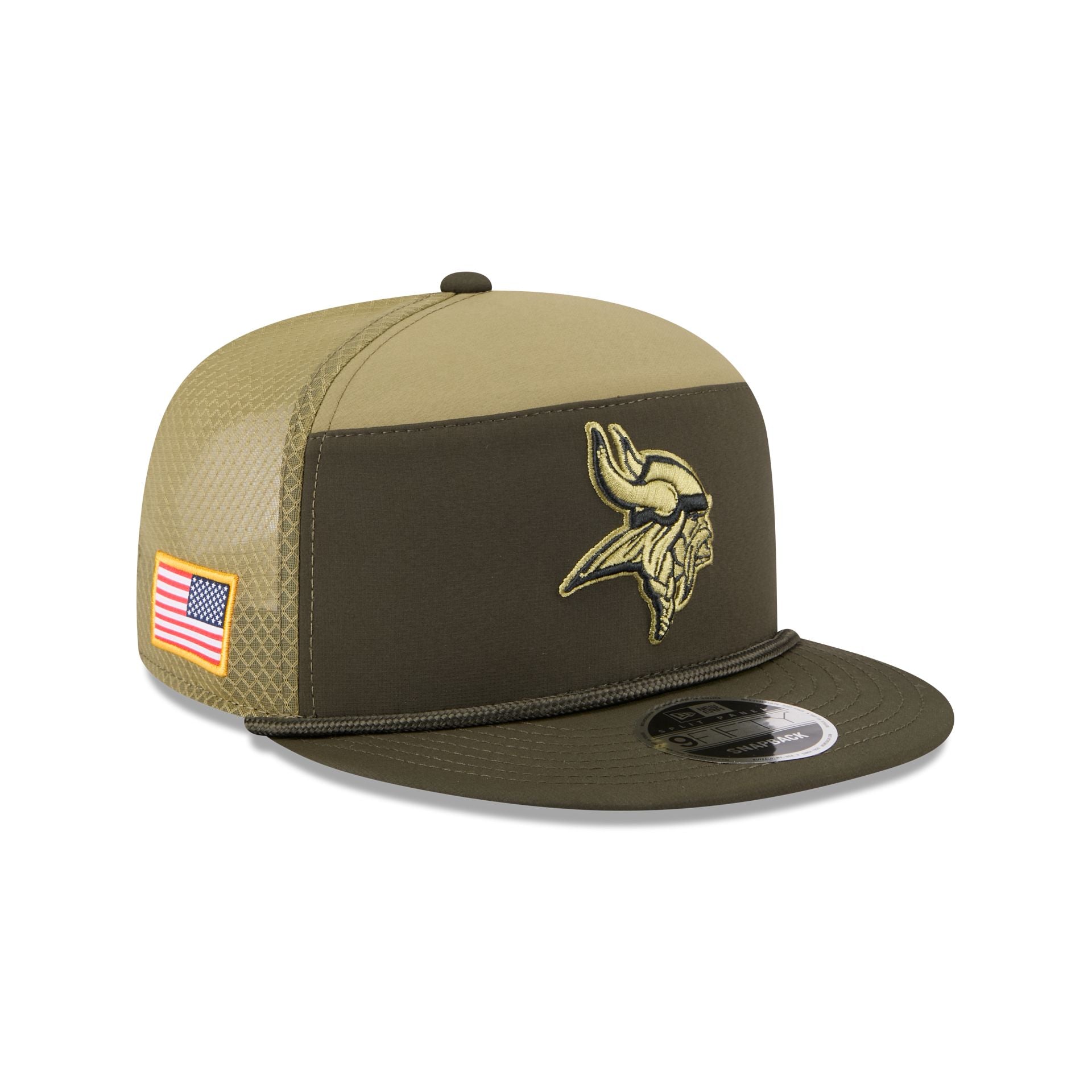 Minnesota Vikings 2025 Salute To Service Split Panel 9Fifty Trucker Hat