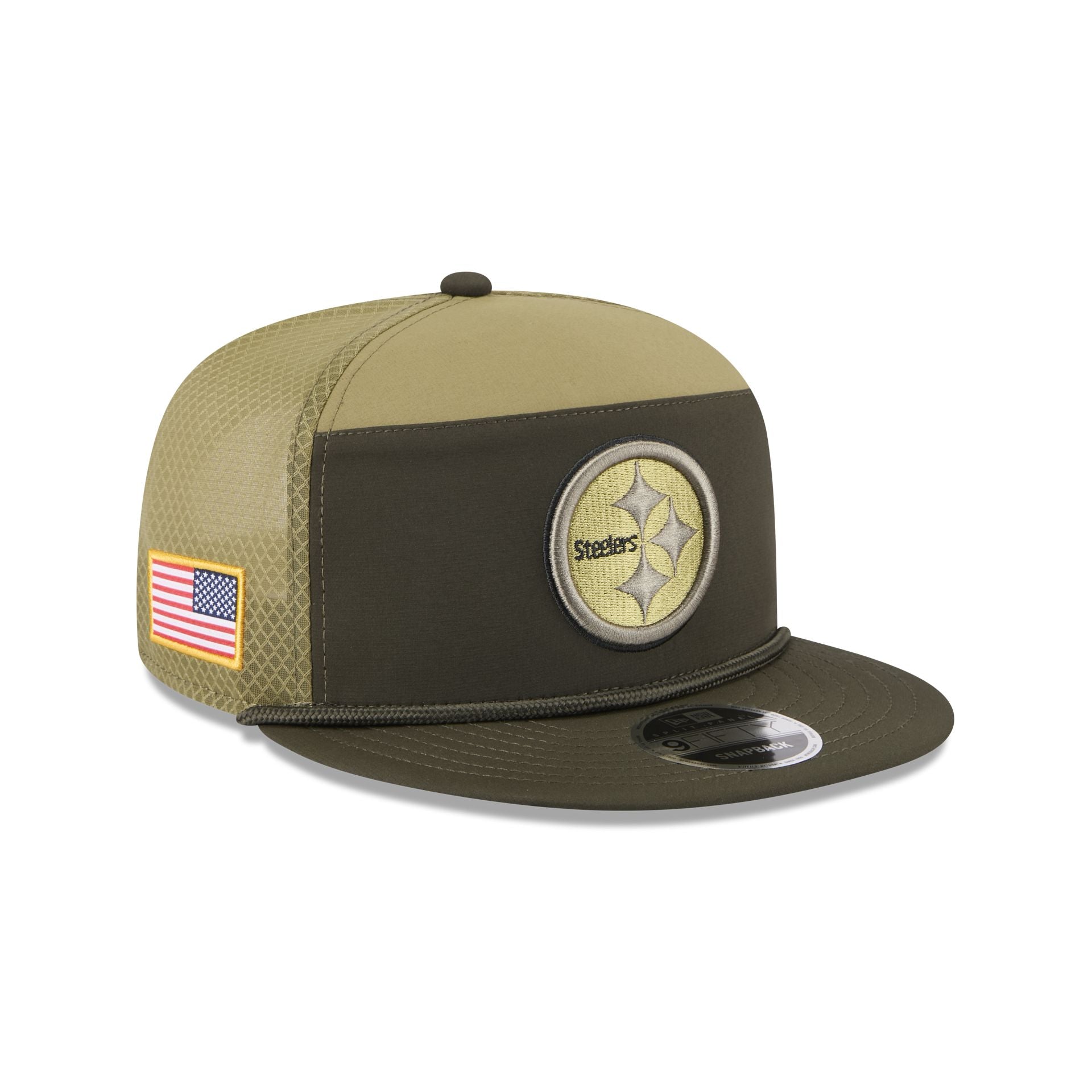 Pittsburgh Steelers 2025 Salute To Service Split Panel 9Fifty Trucker Hat