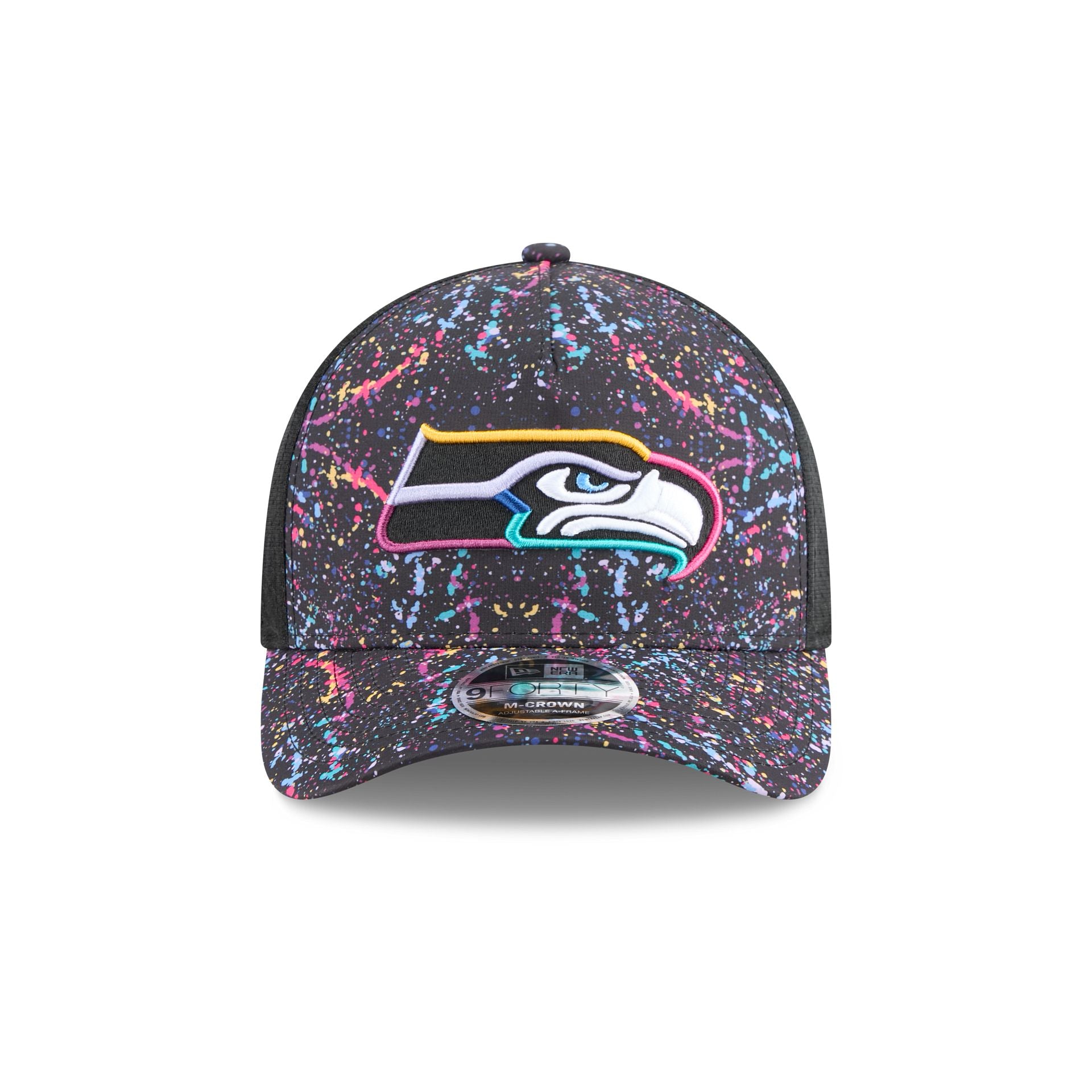 Alternative view of Seattle Seahawks 2025 Crucial Catch 9Forty M-Crown A-Frame Trucker Hat