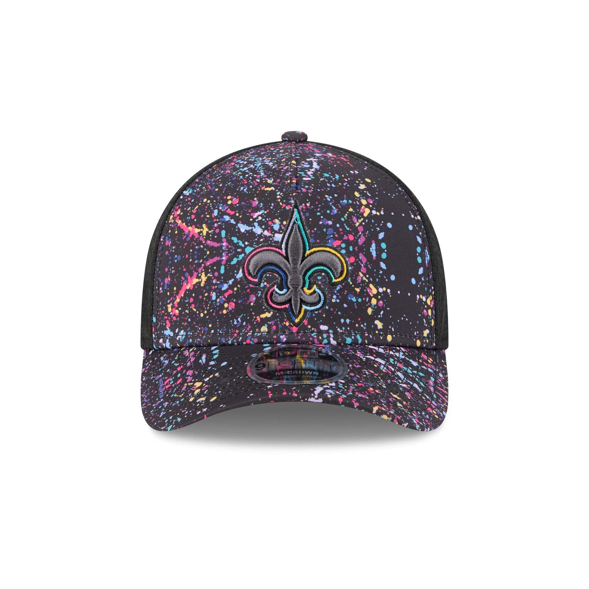 Alternative view of New Orleans Saints 2025 Crucial Catch 9Forty M-Crown A-Frame Trucker Hat