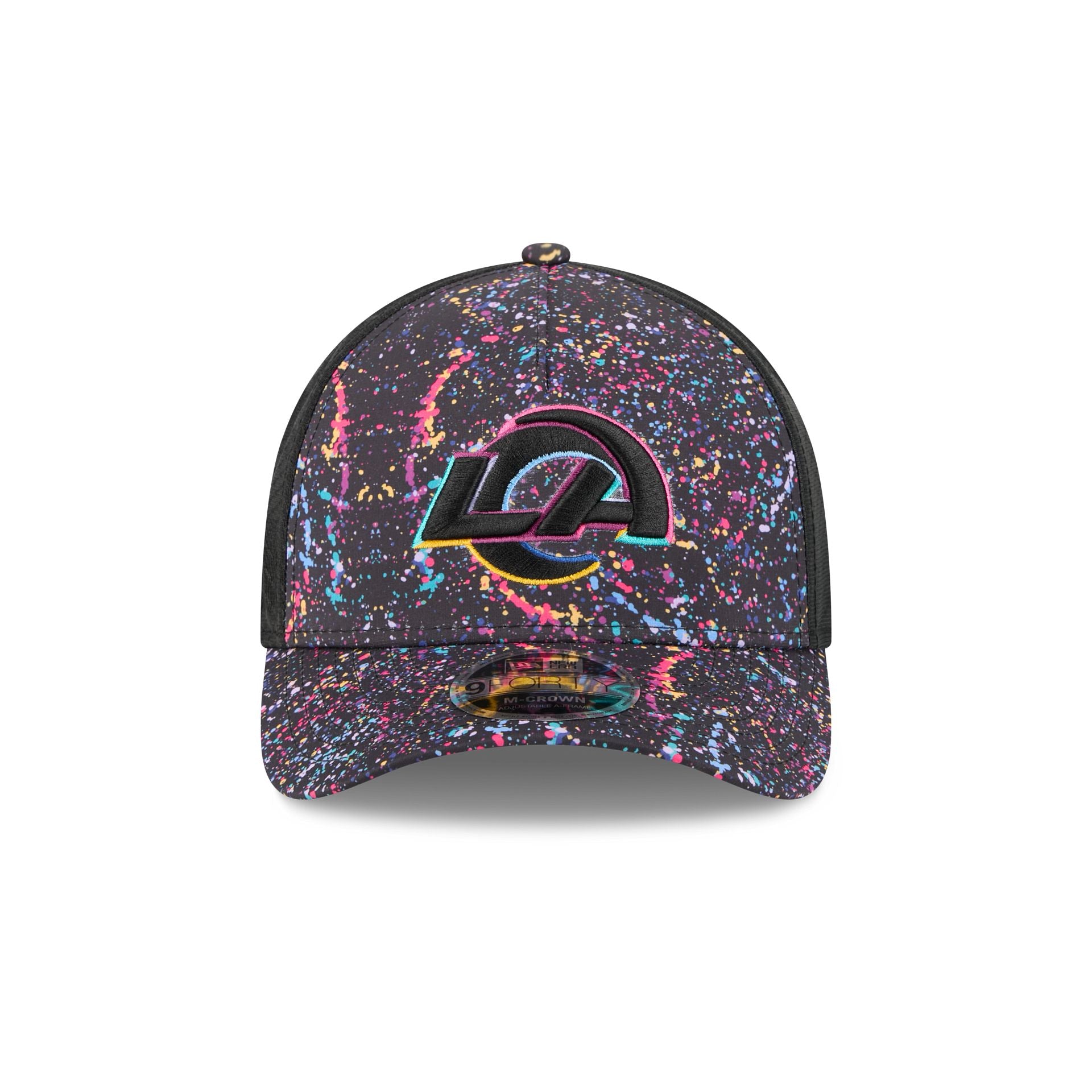 Alternative view of Los Angeles Rams 2025 Crucial Catch 9Forty M-Crown A-Frame Trucker Hat
