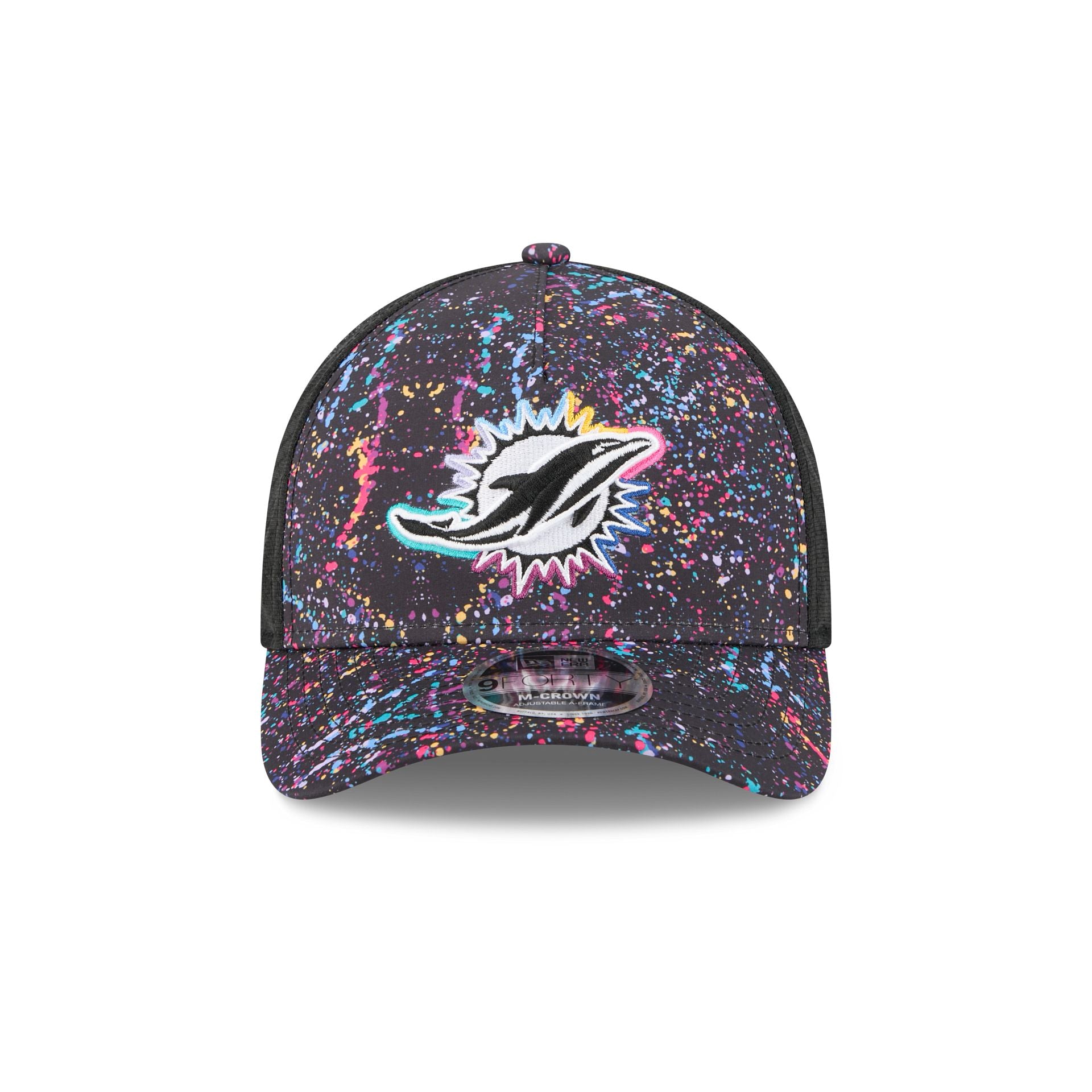 Alternative view of Miami Dolphins 2025 Crucial Catch 9Forty M-Crown A-Frame Trucker Hat