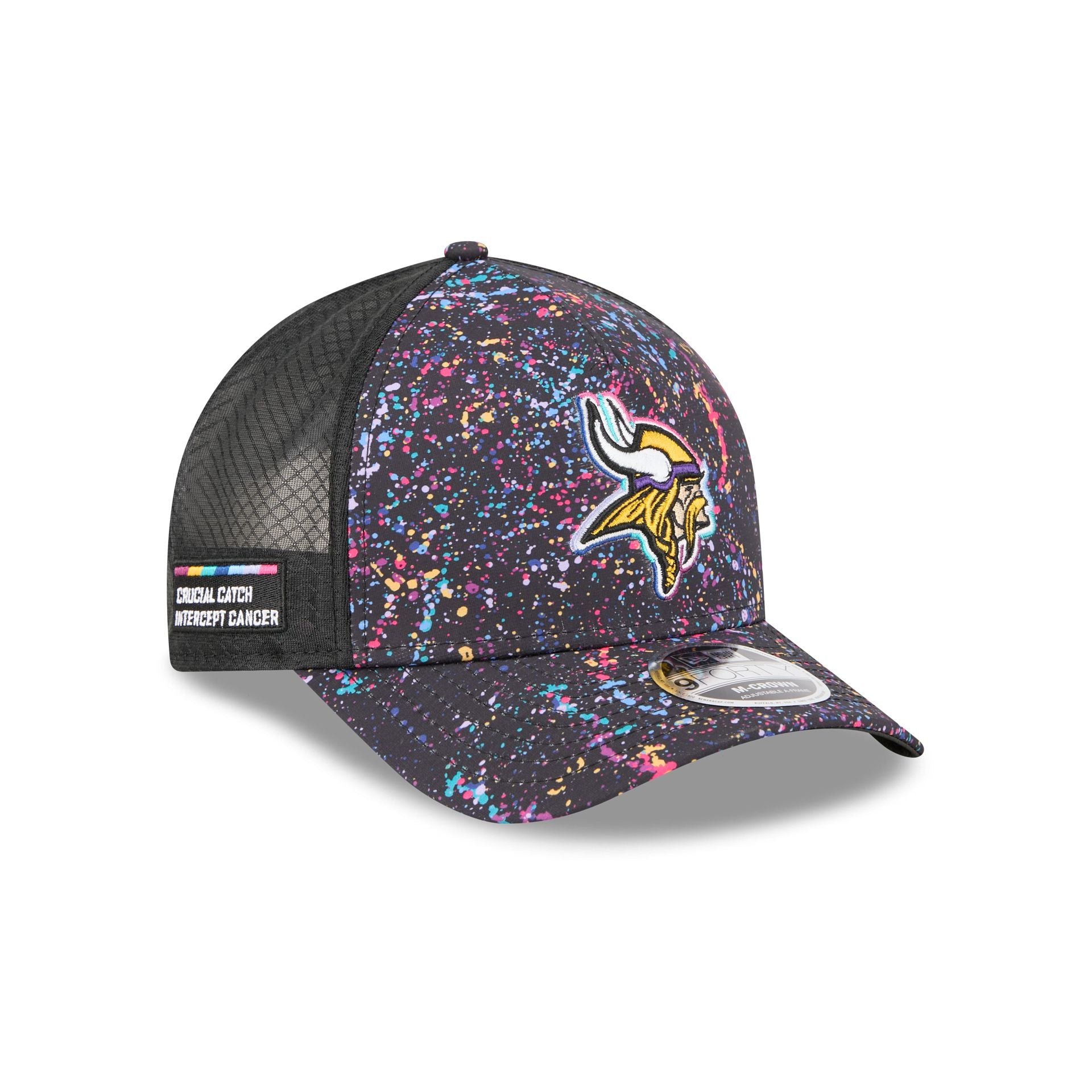 Minnesota Vikings 2025 Crucial Catch 9Forty M-Crown A-Frame Trucker Hat