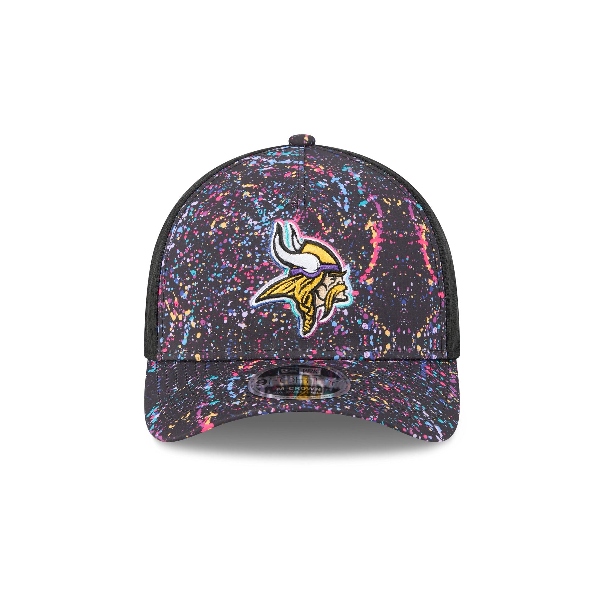 Alternative view of Minnesota Vikings 2025 Crucial Catch 9Forty M-Crown A-Frame Trucker Hat