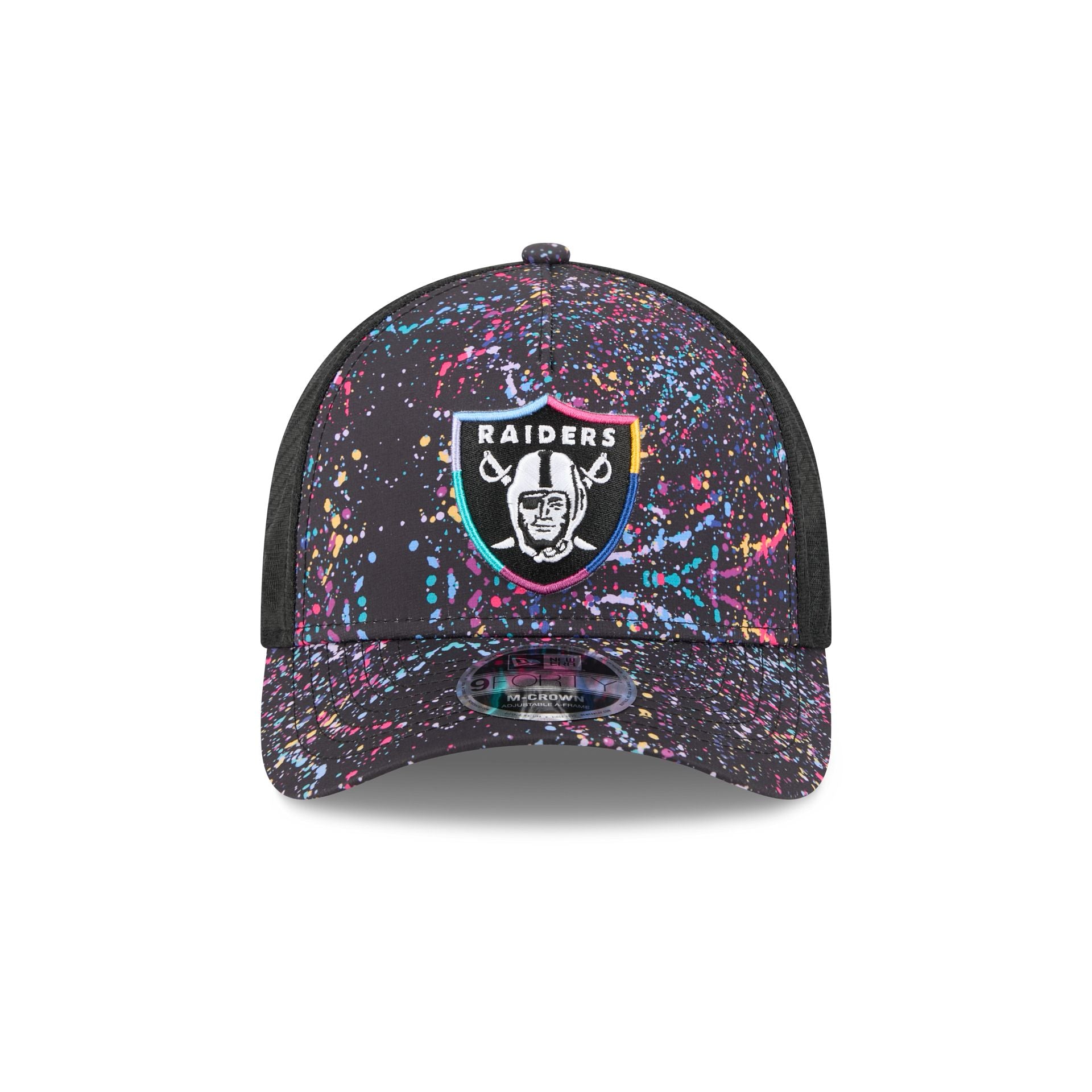 Alternative view of Las Vegas Raiders 2025 Crucial Catch 9Forty M-Crown A-Frame Trucker Hat