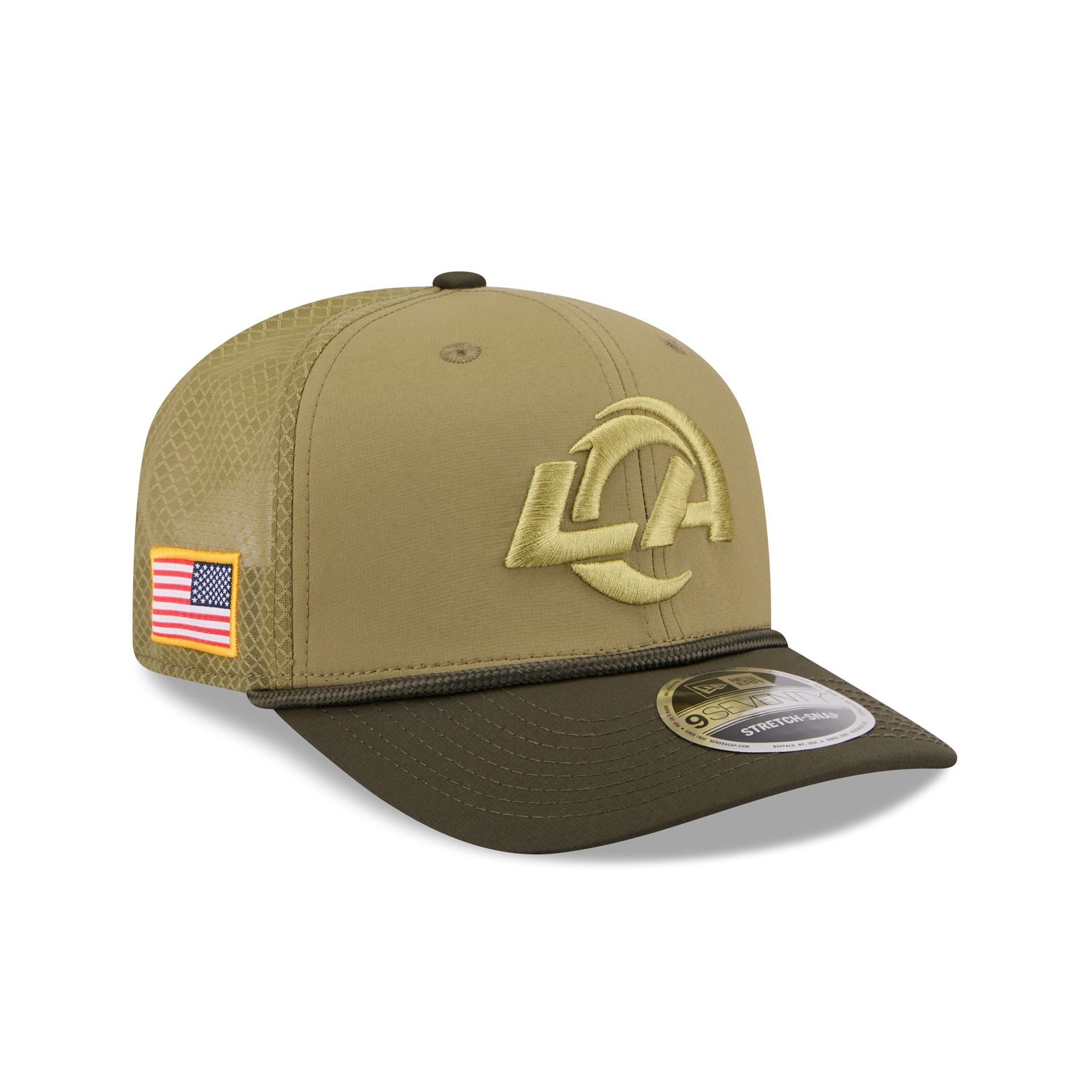 Los Angeles Rams 2025 Salute To Service 9Seventy Trucker Hat