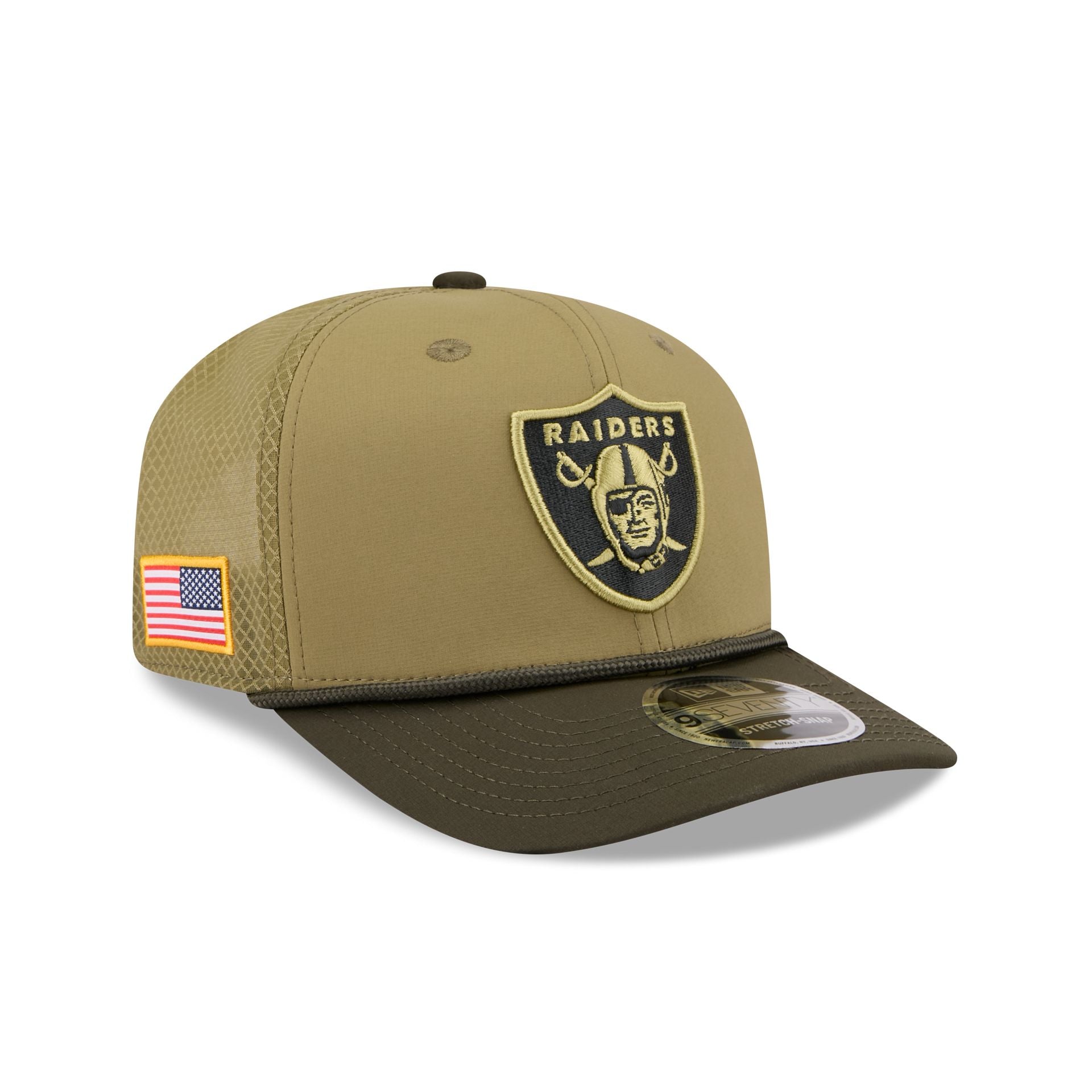 Las Vegas Raiders 2025 Salute To Service 9Seventy Trucker Hat