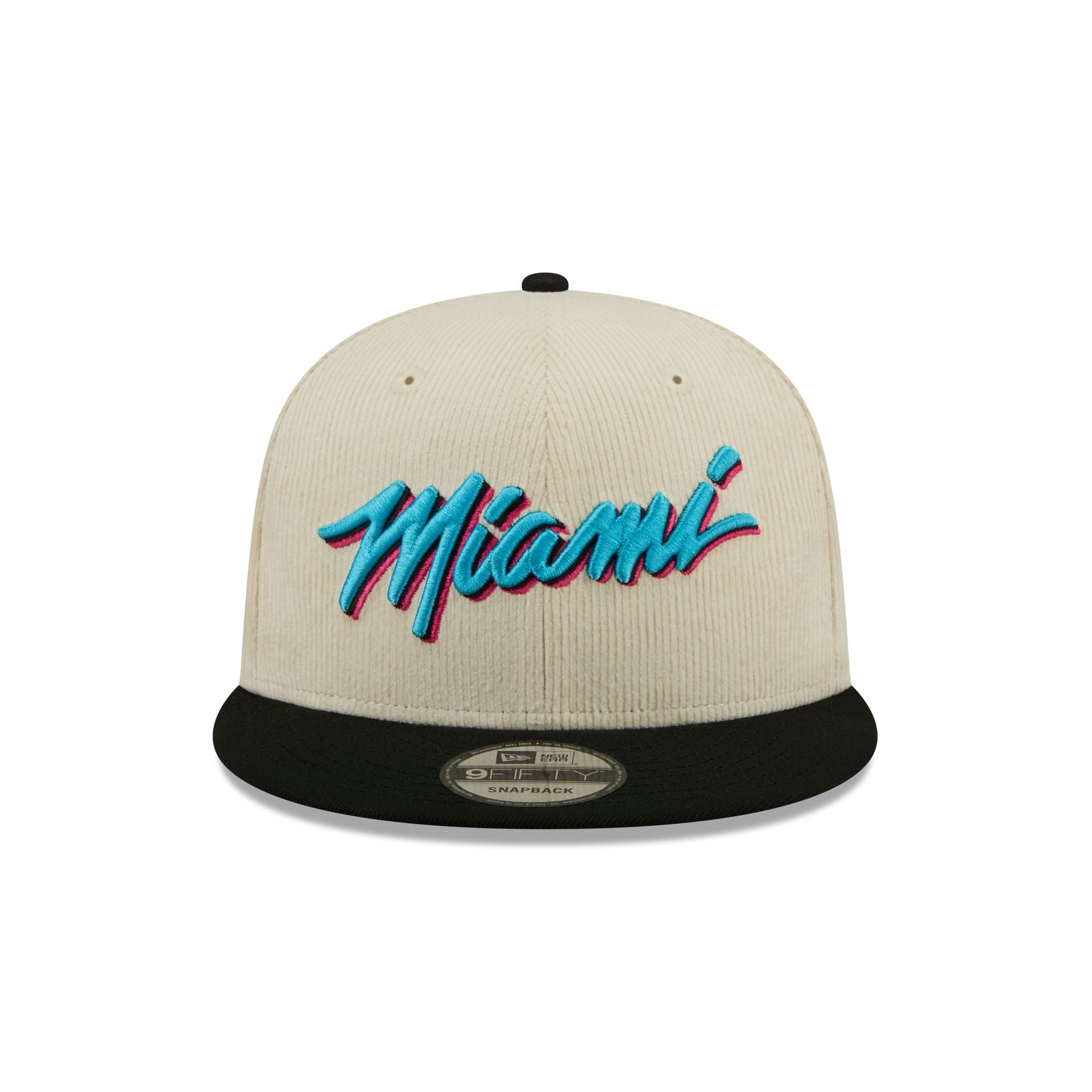 Alternative view of Miami Heat 2025 City Edition Chrome White Corduroy 9Fifty Snapback Hat