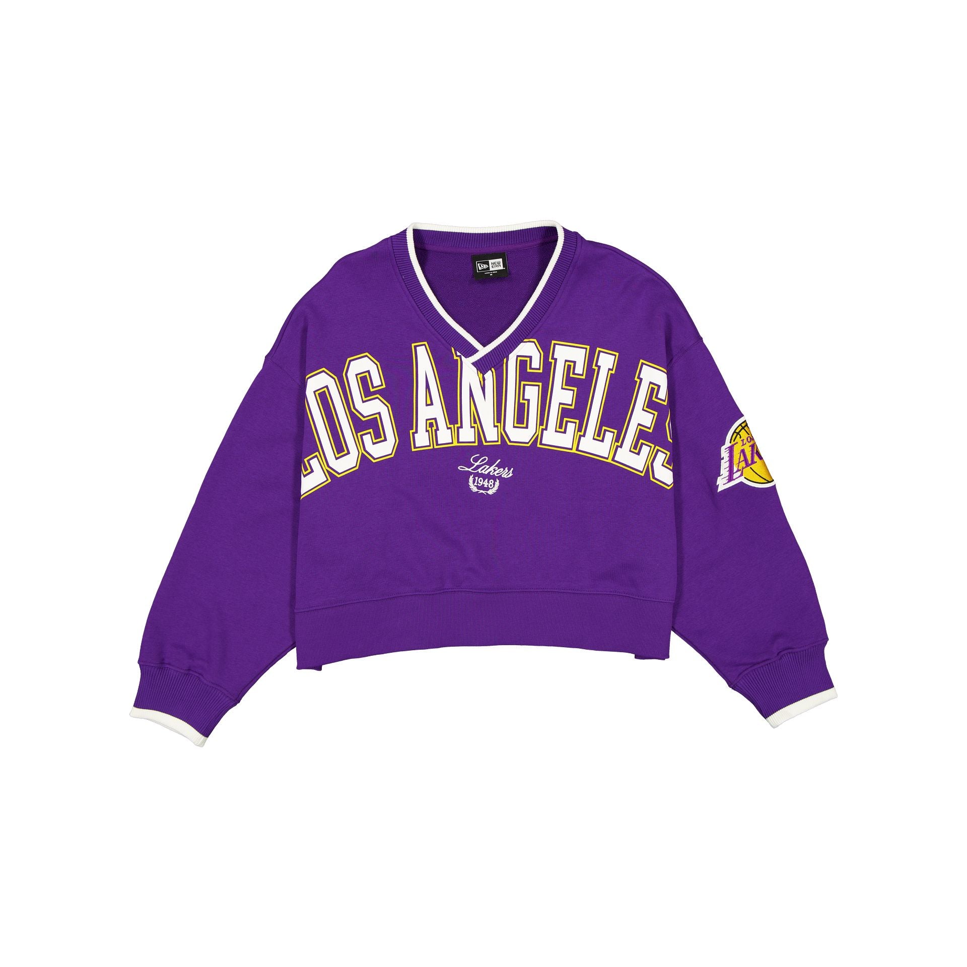 Los Angeles Lakers Throwback Prep Women's Cropped Crewneck