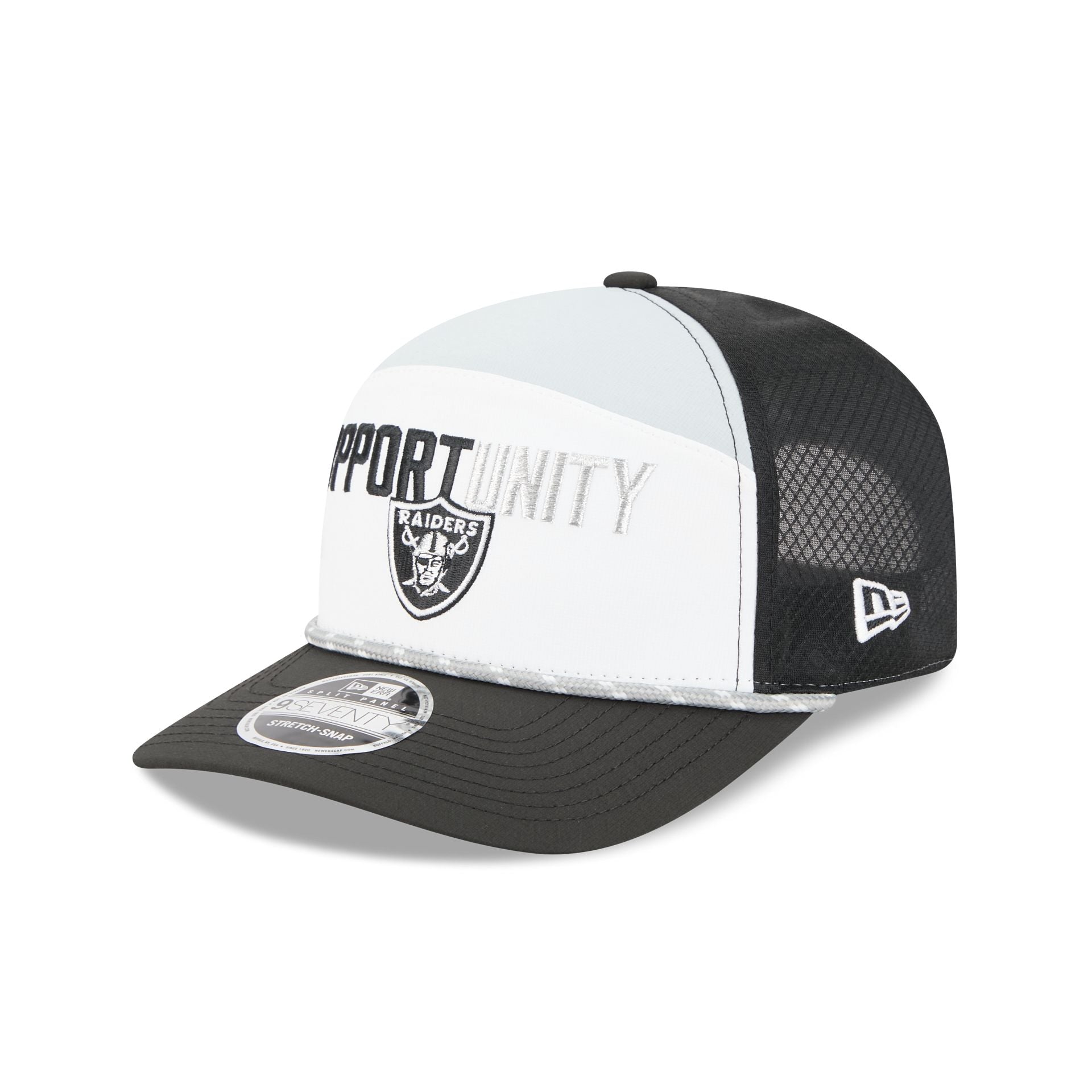 Las Vegas Raiders 2025 Inspire Change Split Panel 9Seventy Trucker Hat