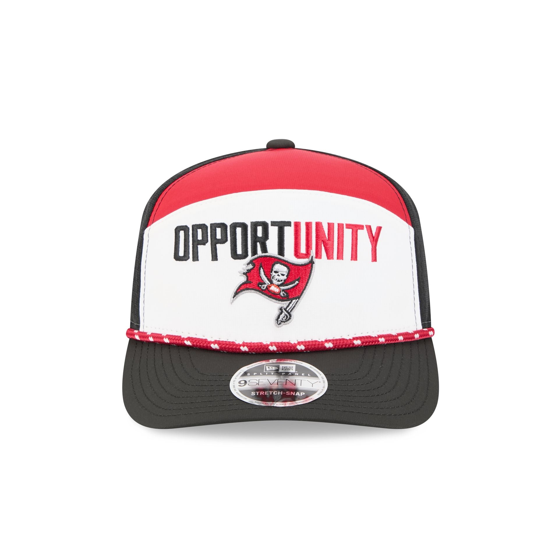 Alternative view of Tampa Bay Buccaneers 2025 Inspire Change Split Panel 9Seventy Trucker Hat