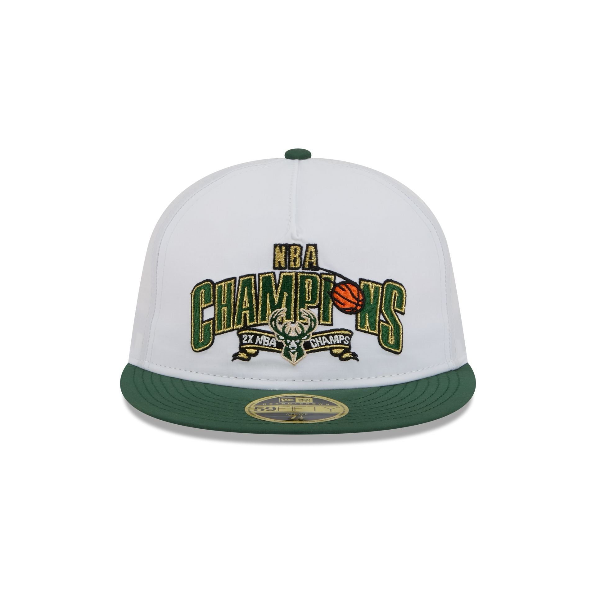 Alternative view of Milwaukee Bucks Champions White Retro Crown 59Fifty Fitted Hat