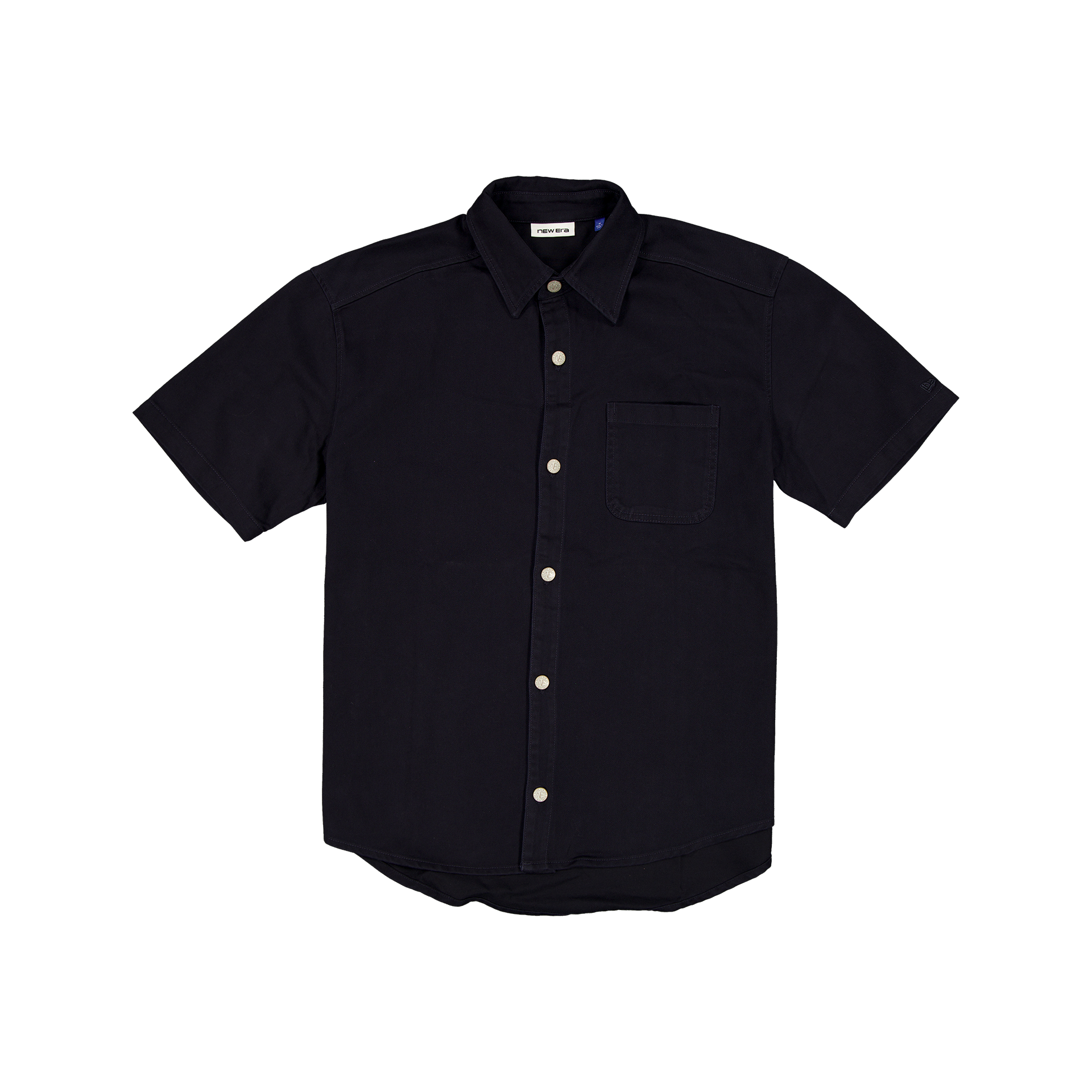 New Era Branded Brushed Cotton Navy Button Up Shirt