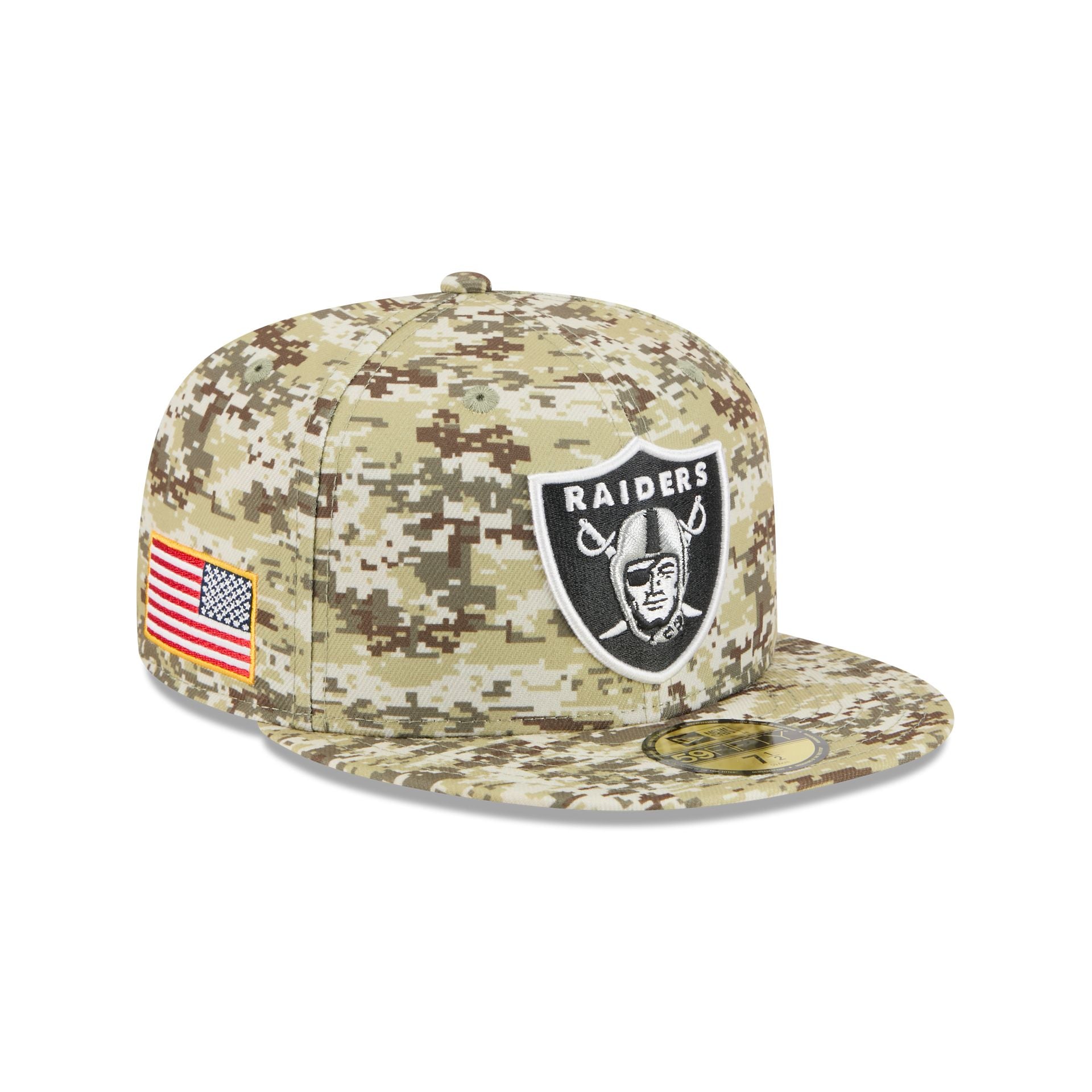 Las Vegas Raiders 2025 Salute To Service Fan Gear 59Fifty Fitted Hat