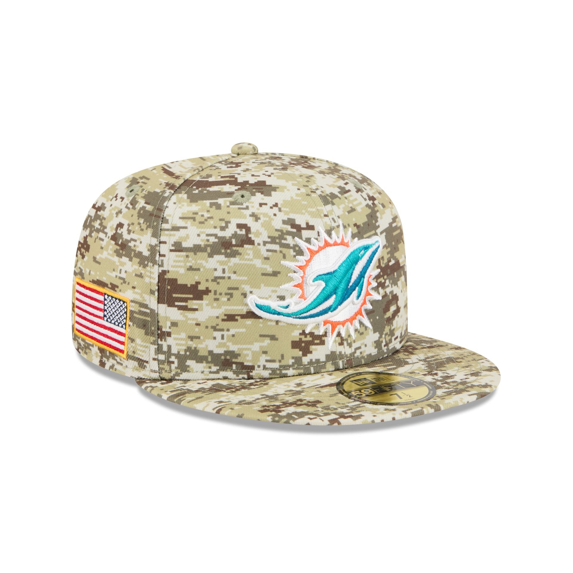 Miami Dolphins 2025 Salute To Service Fan Gear 59Fifty Fitted Hat