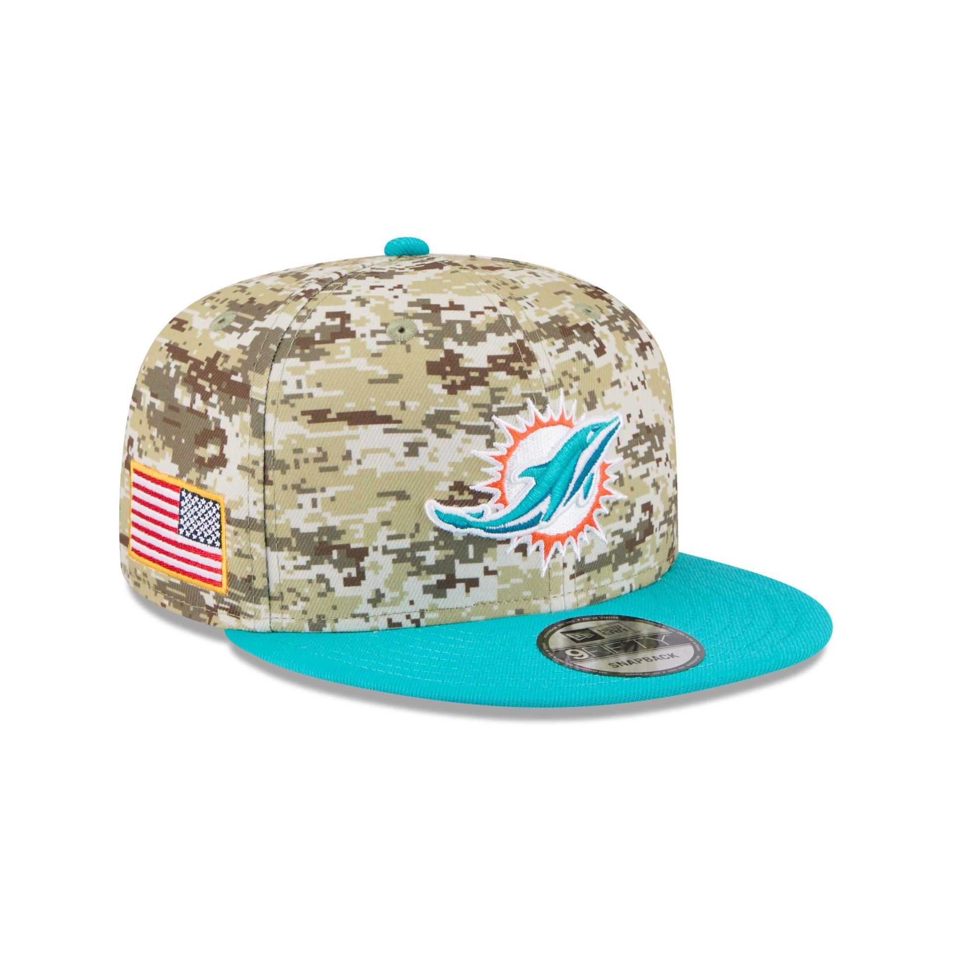 Miami Dolphins 2025 Salute To Service Fan Gear 9Fifty Snapback Hat