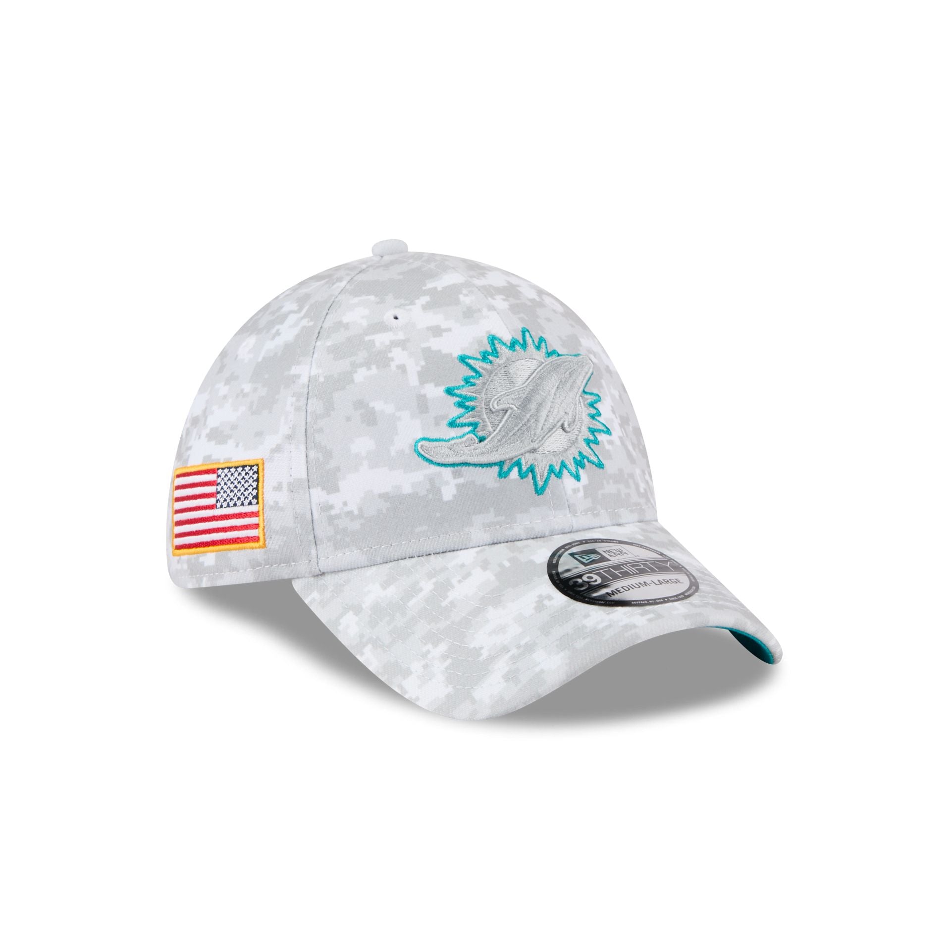 Miami Dolphins 2025 Salute To Service Fan Gear 39Thirty Stretch Fit Hat