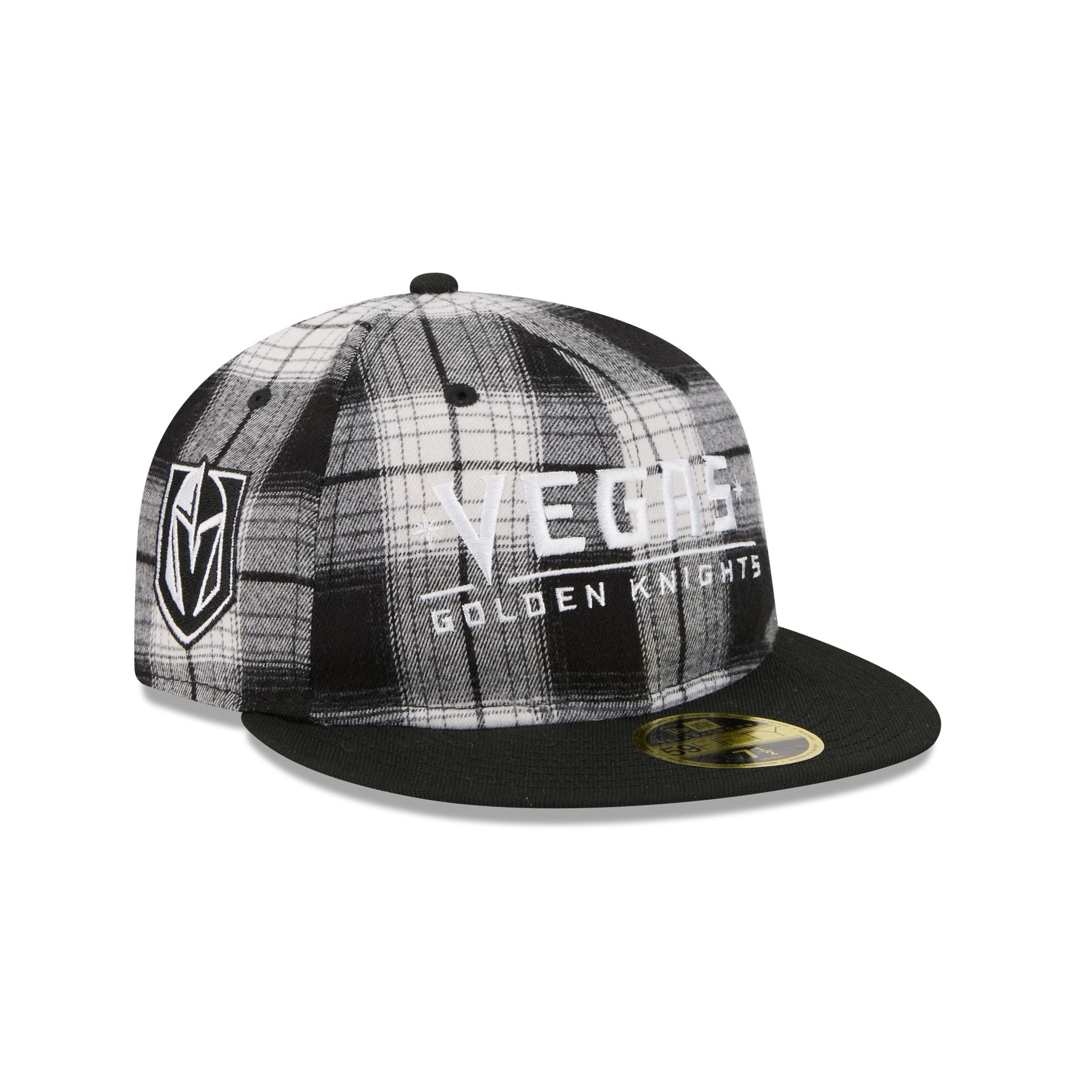 Vegas Golden Knights Grunge Plaid Retro Crown 59Fifty Fitted Hat