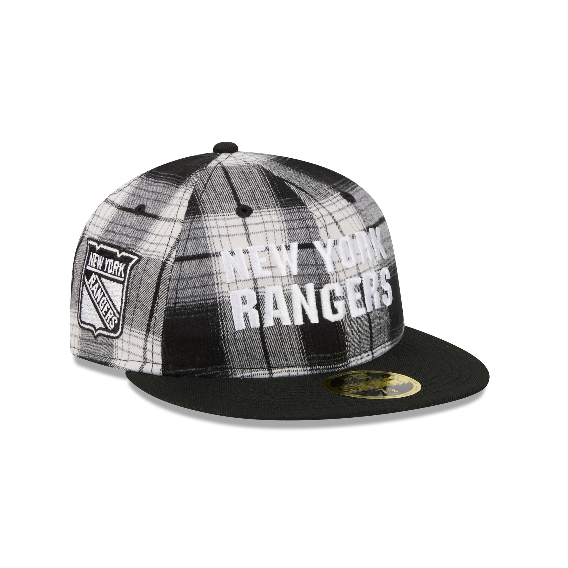 New York Rangers Grunge Plaid Retro Crown 59Fifty Fitted Hat
