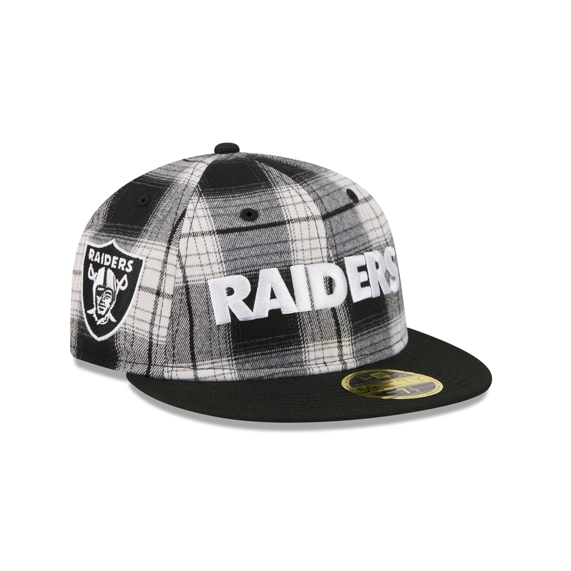 Las Vegas Raiders Grunge Plaid Retro Crown 59Fifty Fitted Hat