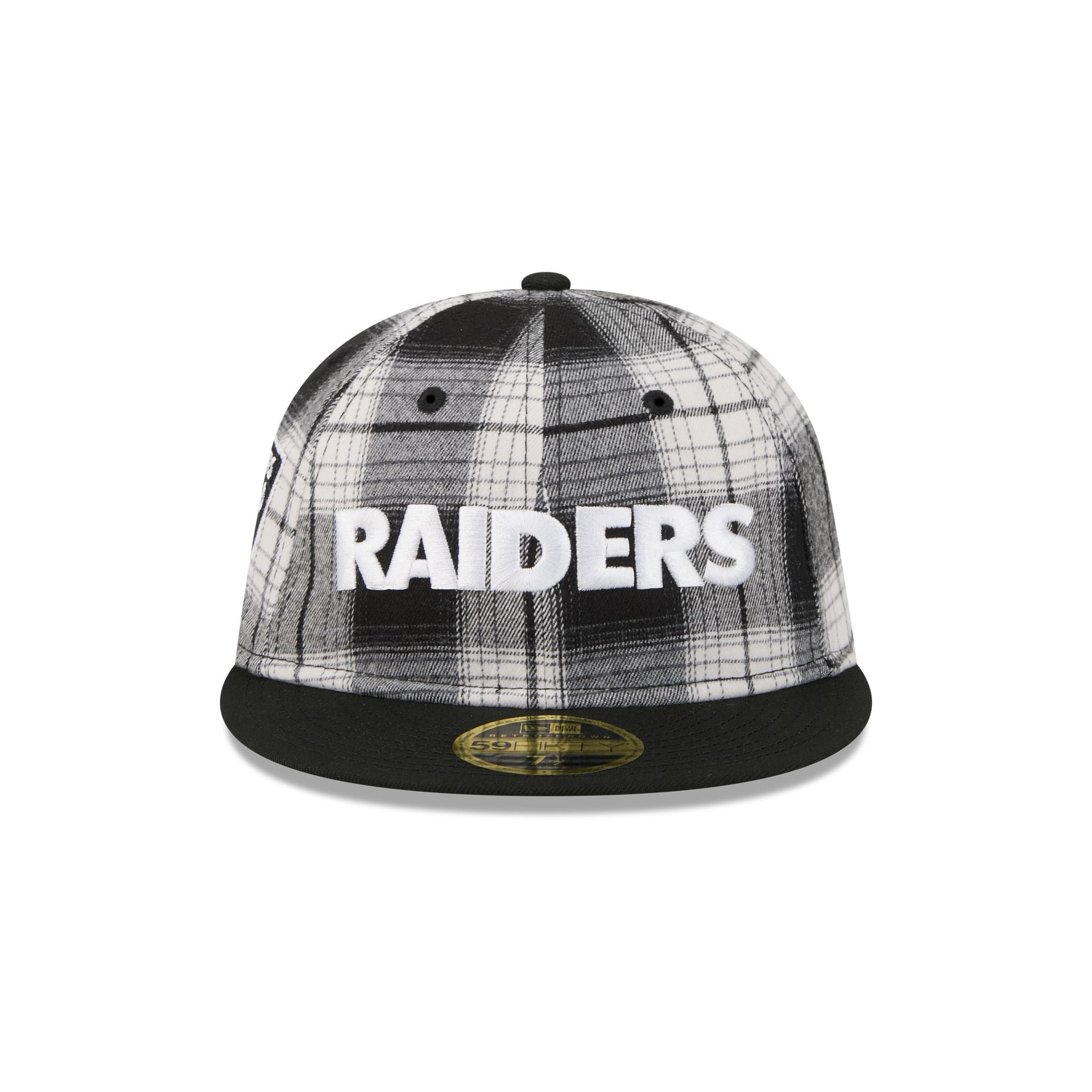 Alternative view of Las Vegas Raiders Grunge Plaid Retro Crown 59Fifty Fitted Hat