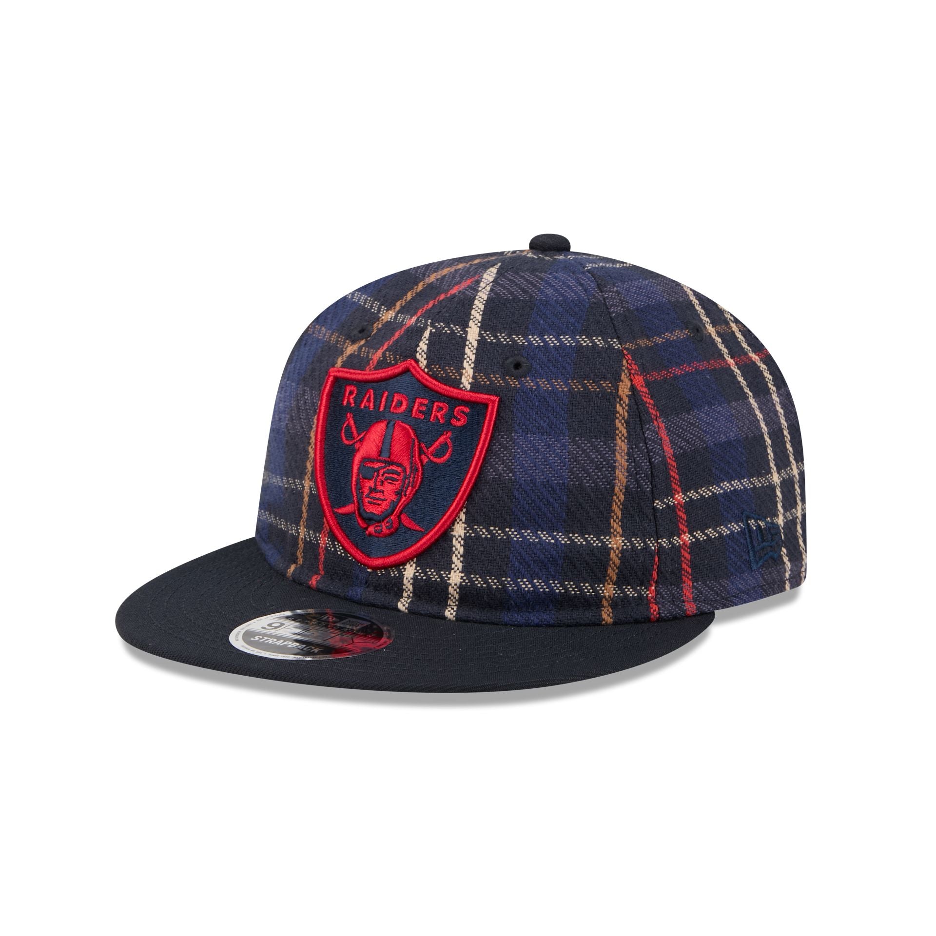 Las Vegas Raiders Grunge Plaid Retro Crown 9Fifty Adjustable Hat