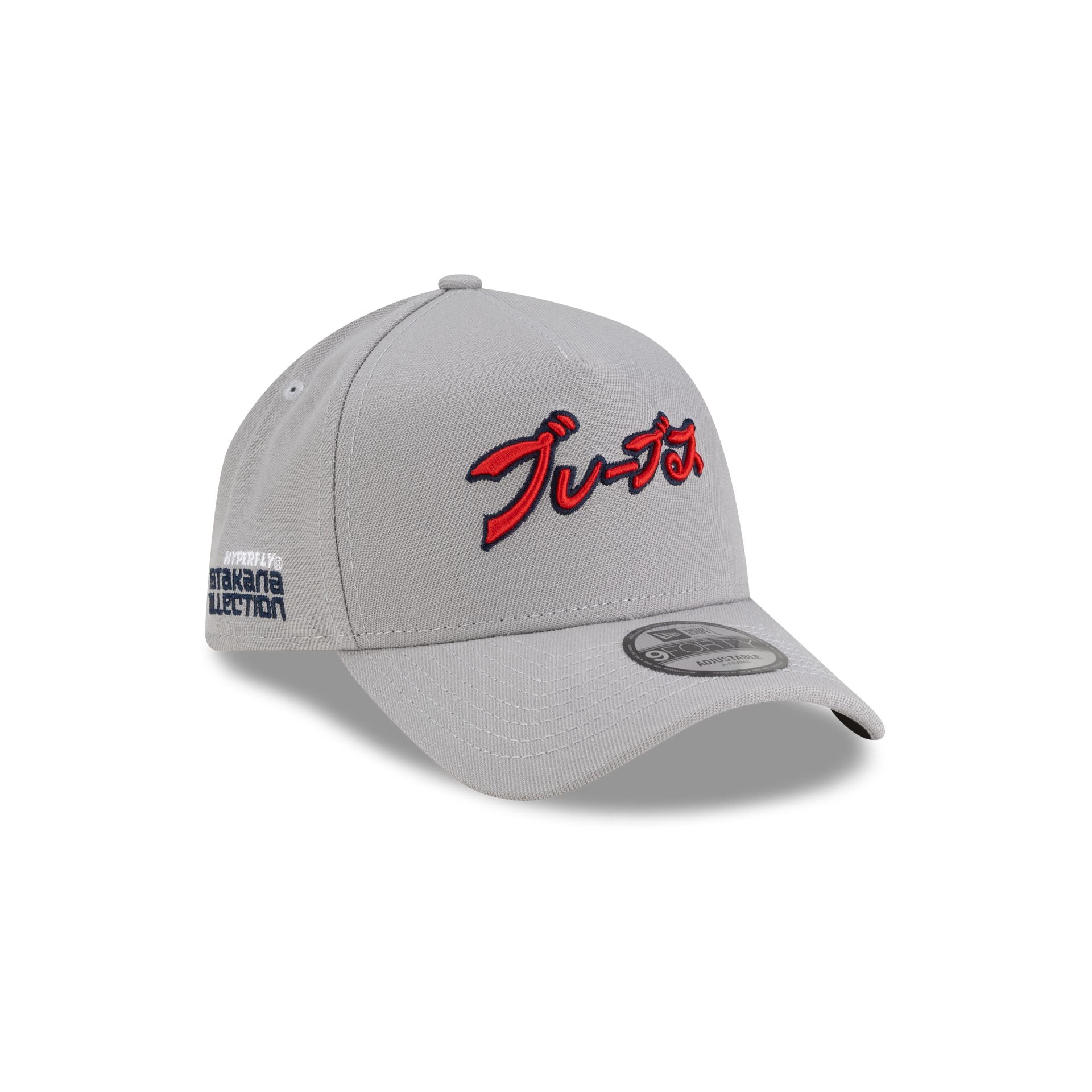 Hyperfly Katakana X Atlanta Braves Gray 9Forty A-Frame Snapback Hat