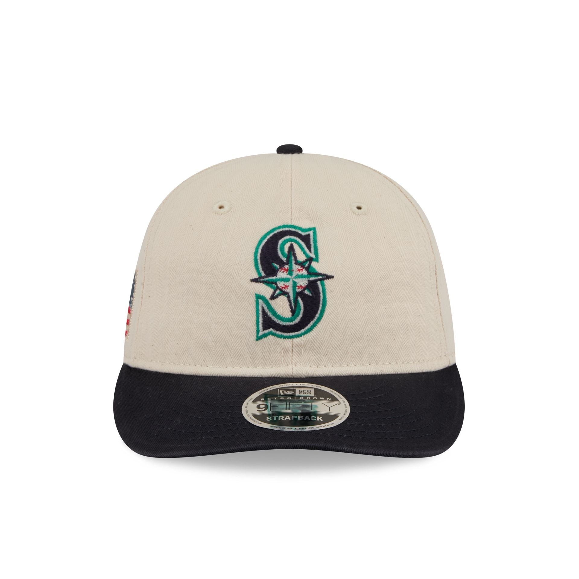 Alternative view of Seattle Mariners Three Looms Americana Herringbone Retro Crown 9Fifty Adjustable Hat