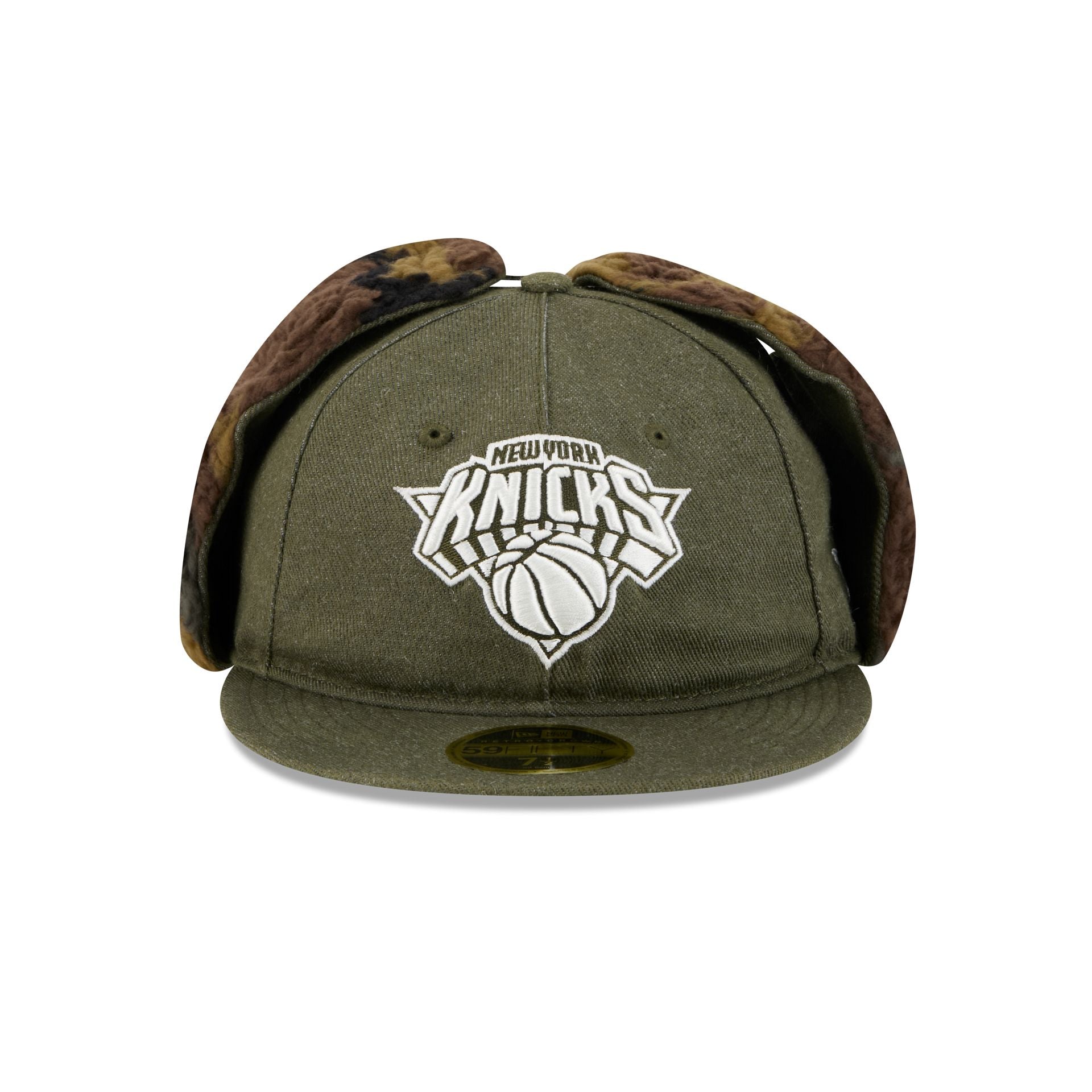 Alternative view of New York Knicks Three Looms Cotton Twill Camo Retro Crown Dog Ear 59Fifty Fitted Hat