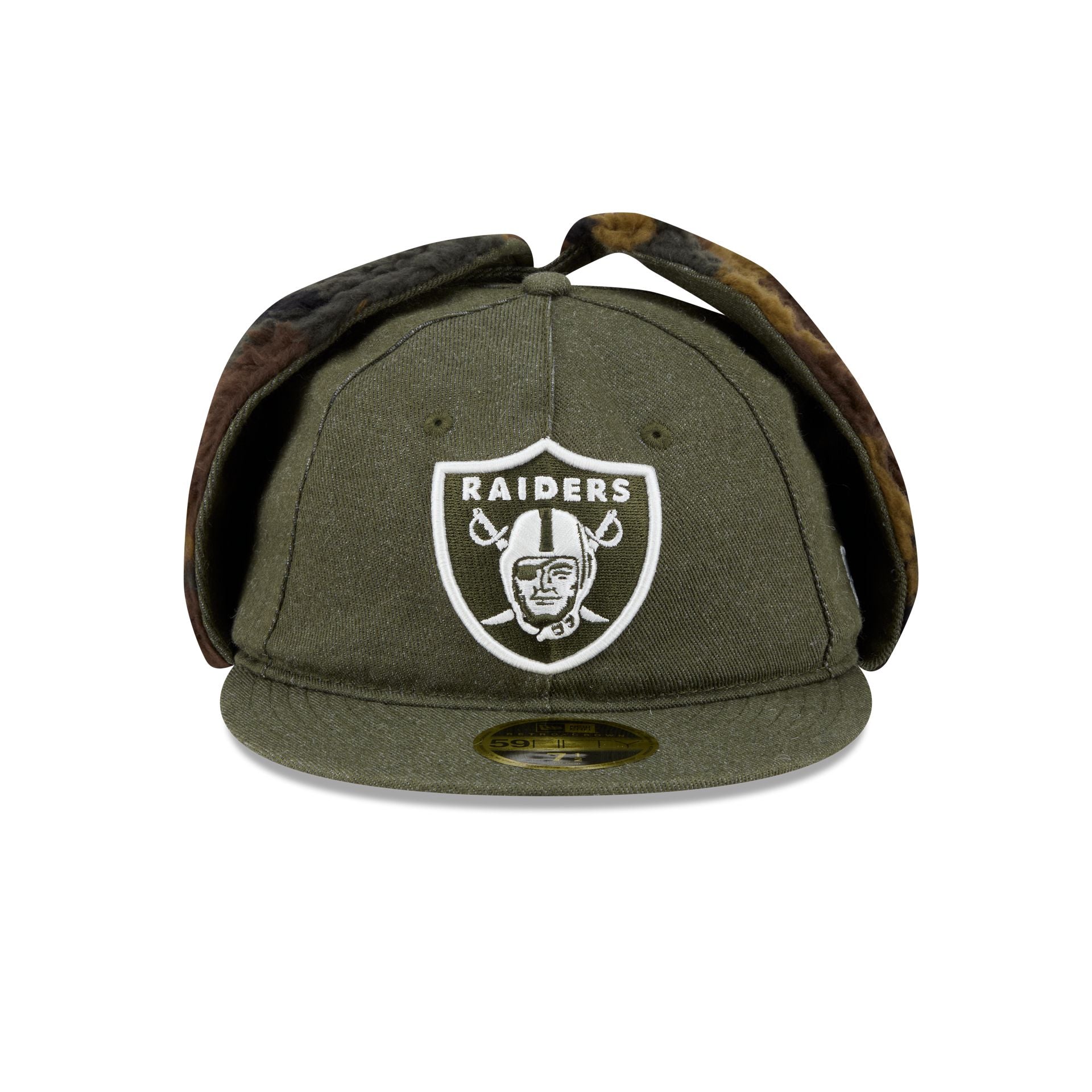 Alternative view of Las Vegas Raiders Three Looms Cotton Twill Camo Retro Crown Dog Ear 59Fifty Fitted Hat