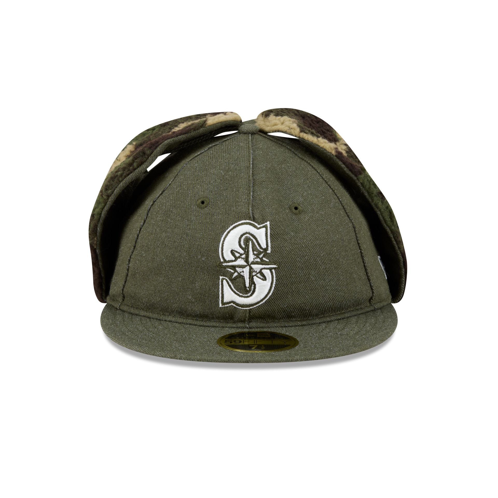 Alternative view of Seattle Mariners Three Looms Cotton Twill Camo Retro Crown Dog Ear 59Fifty Fitted Hat