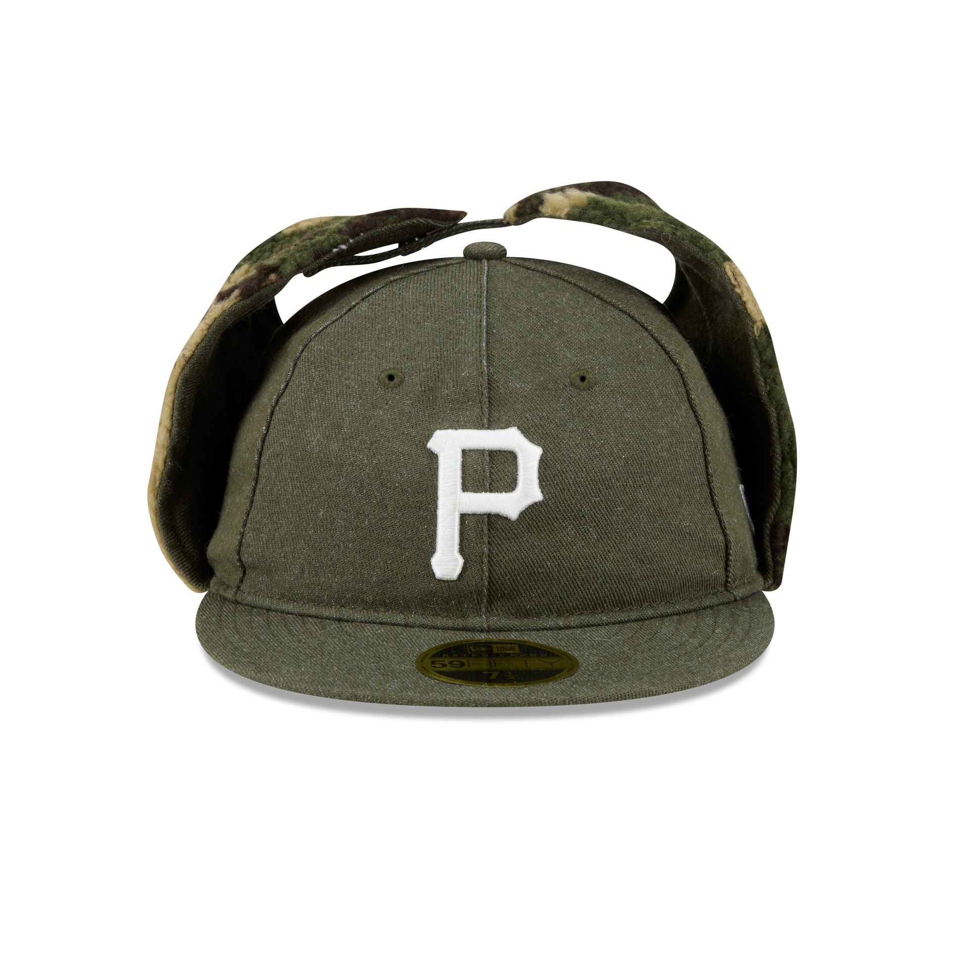 Alternative view of Pittsburgh Pirates Three Looms Cotton Twill Camo Retro Crown Dog Ear 59Fifty Fitted Hat