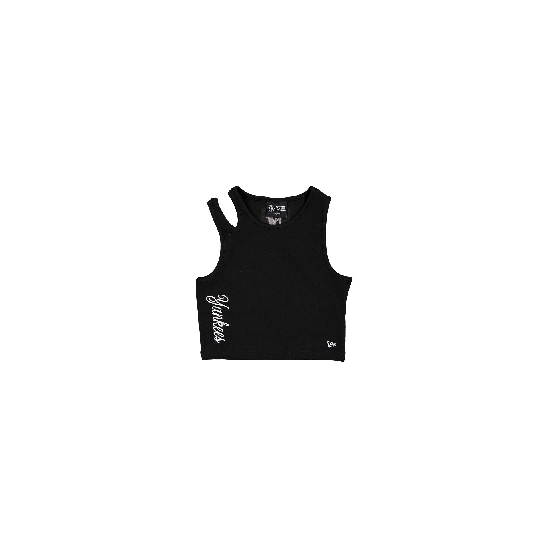 New York Yankees Leisure Women's Black Split Strap Cropped Tank Top - Image 2