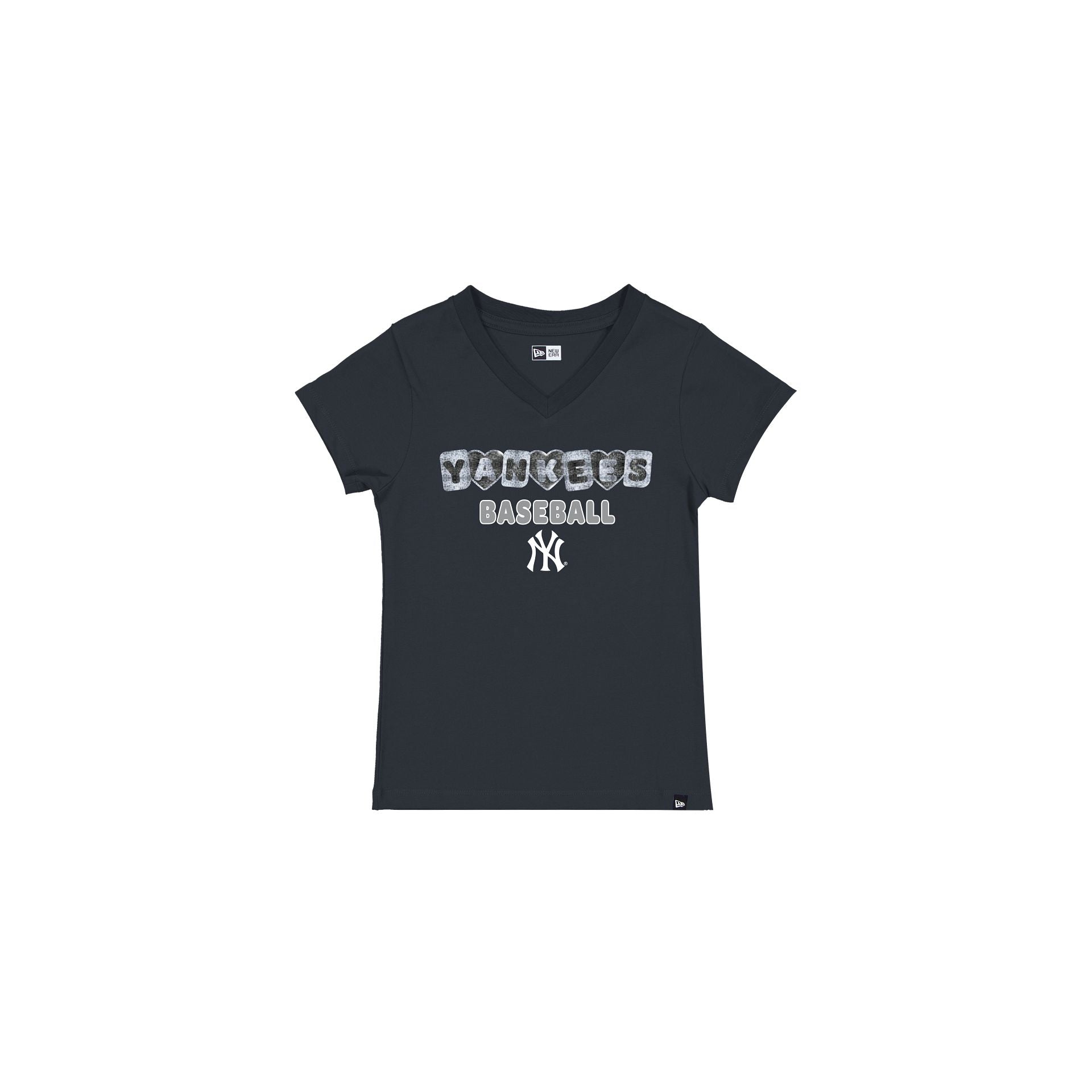 New York Yankees Sequin Hearts Girls T-Shirt