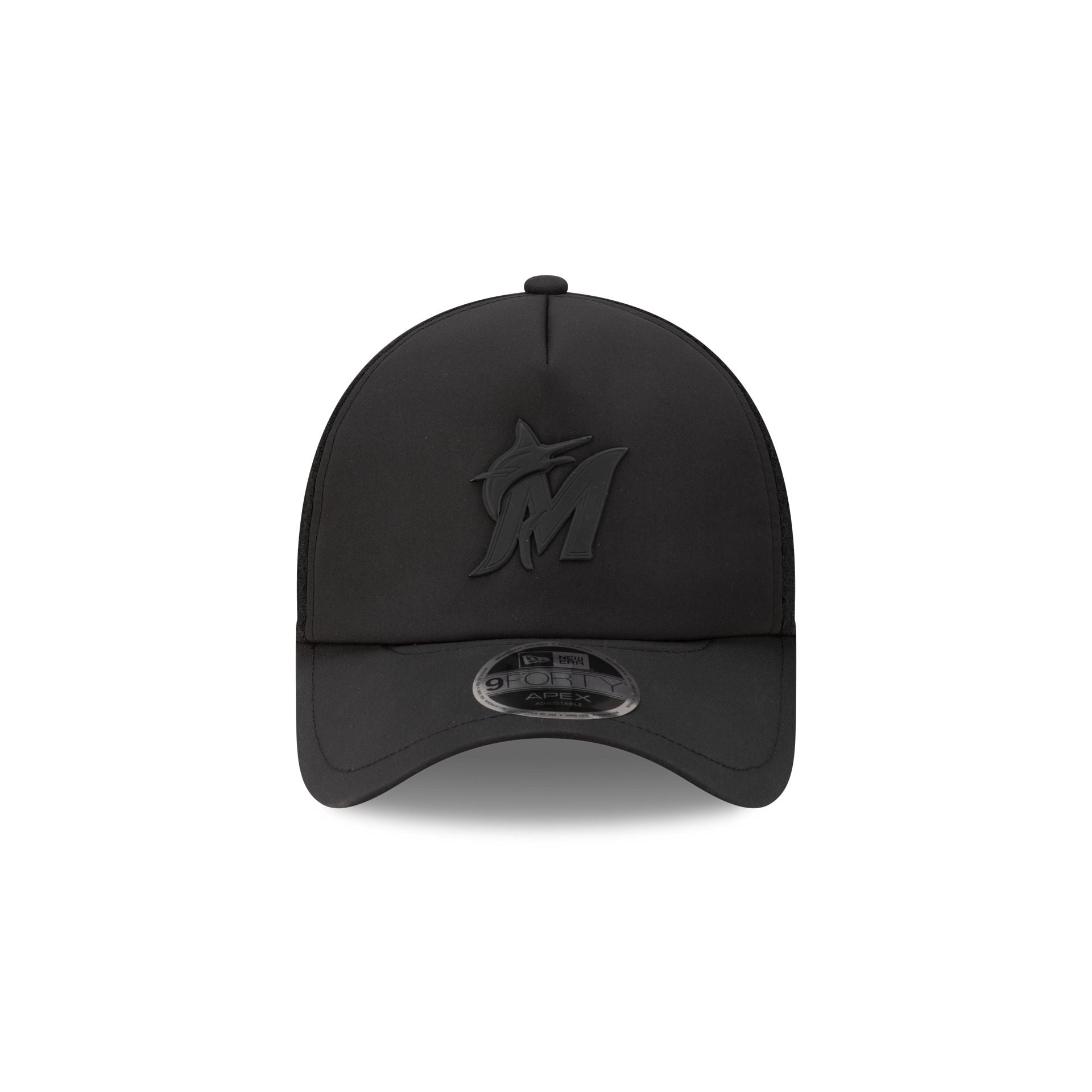 Alternative view of Miami Marlins 2026 Batting Practice Black 9Forty Apex Trucker Hat