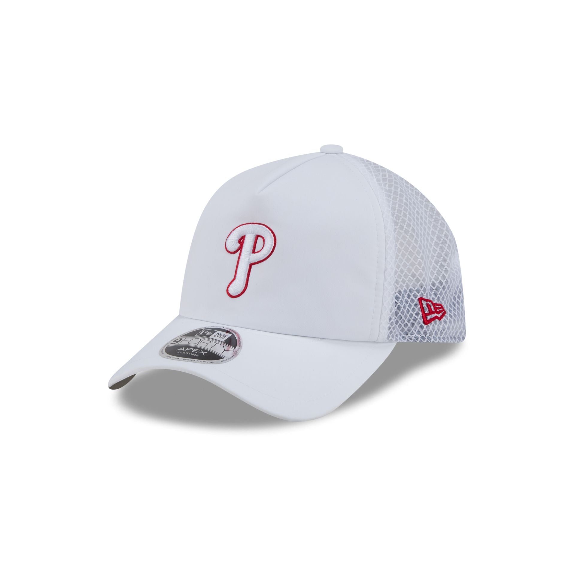 Philadelphia Phillies 2026 Batting Practice White 9Forty Apex Trucker Hat