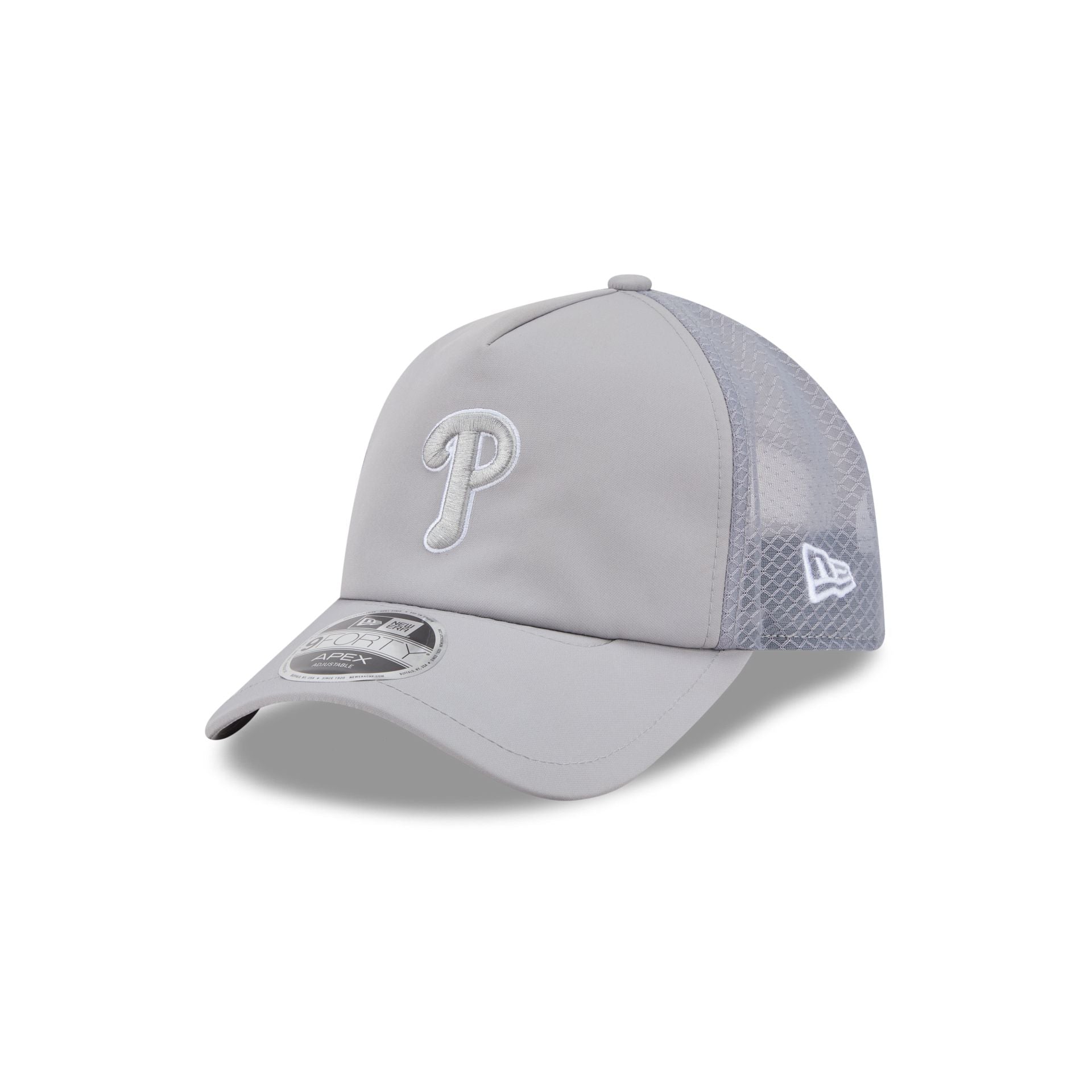 Philadelphia Phillies 2026 Batting Practice Gray 9Forty Apex Trucker Hat