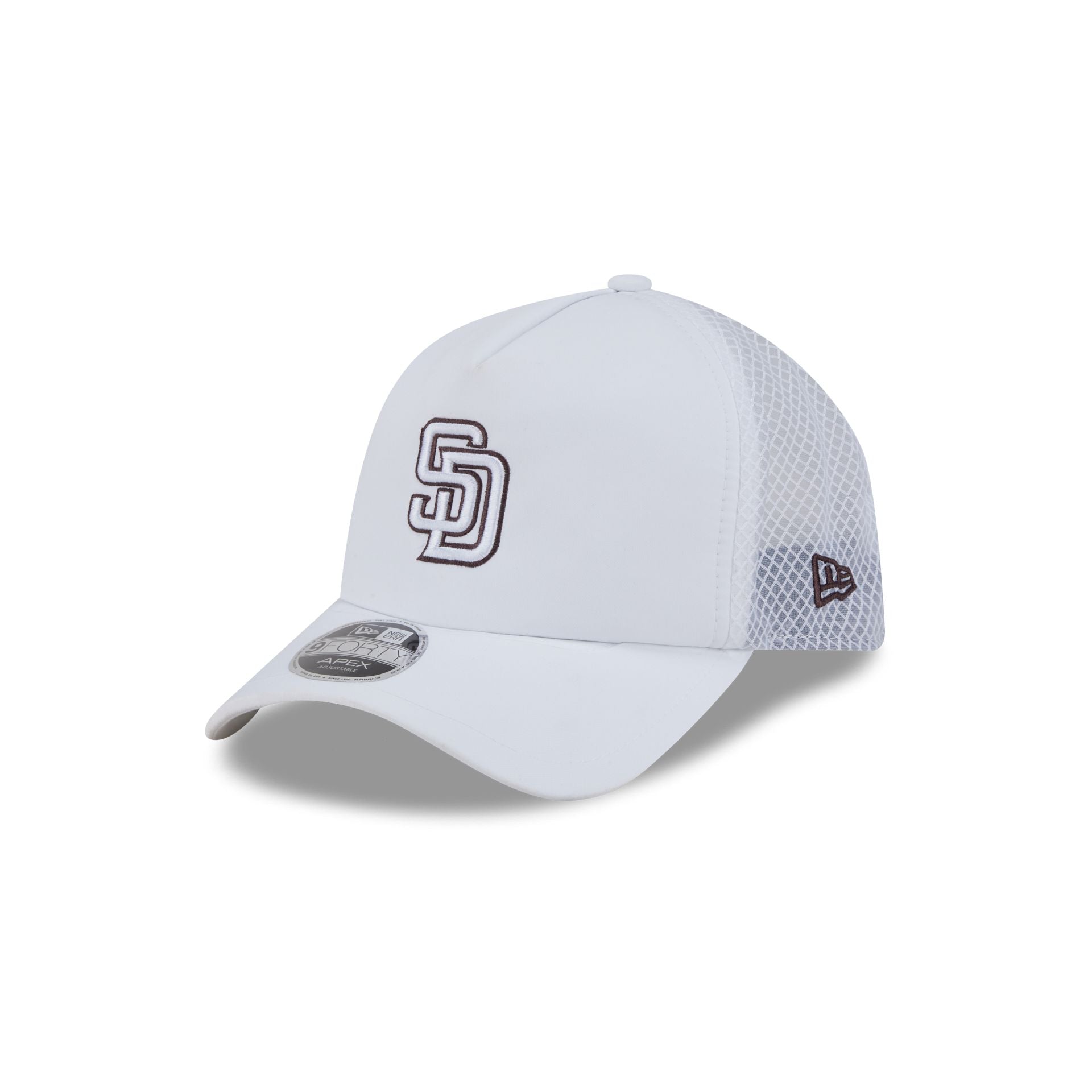 San Diego Padres 2026 Batting Practice White 9Forty Apex Trucker Hat