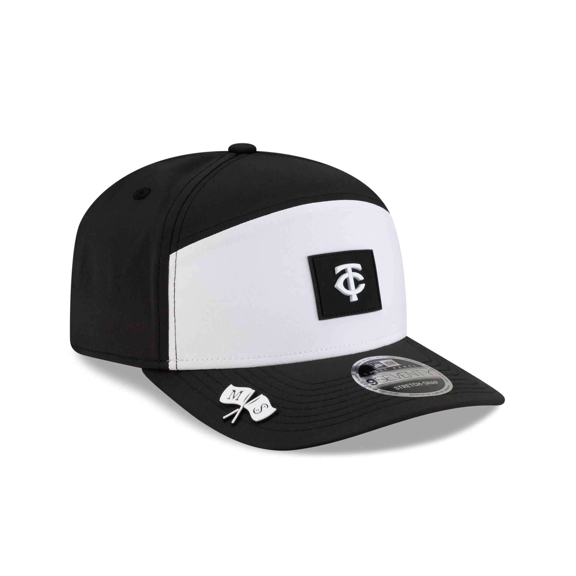 Minnesota Twins 2026 Clubhouse Black & White Split Panel 9Seventy Stretch-Snap Hat