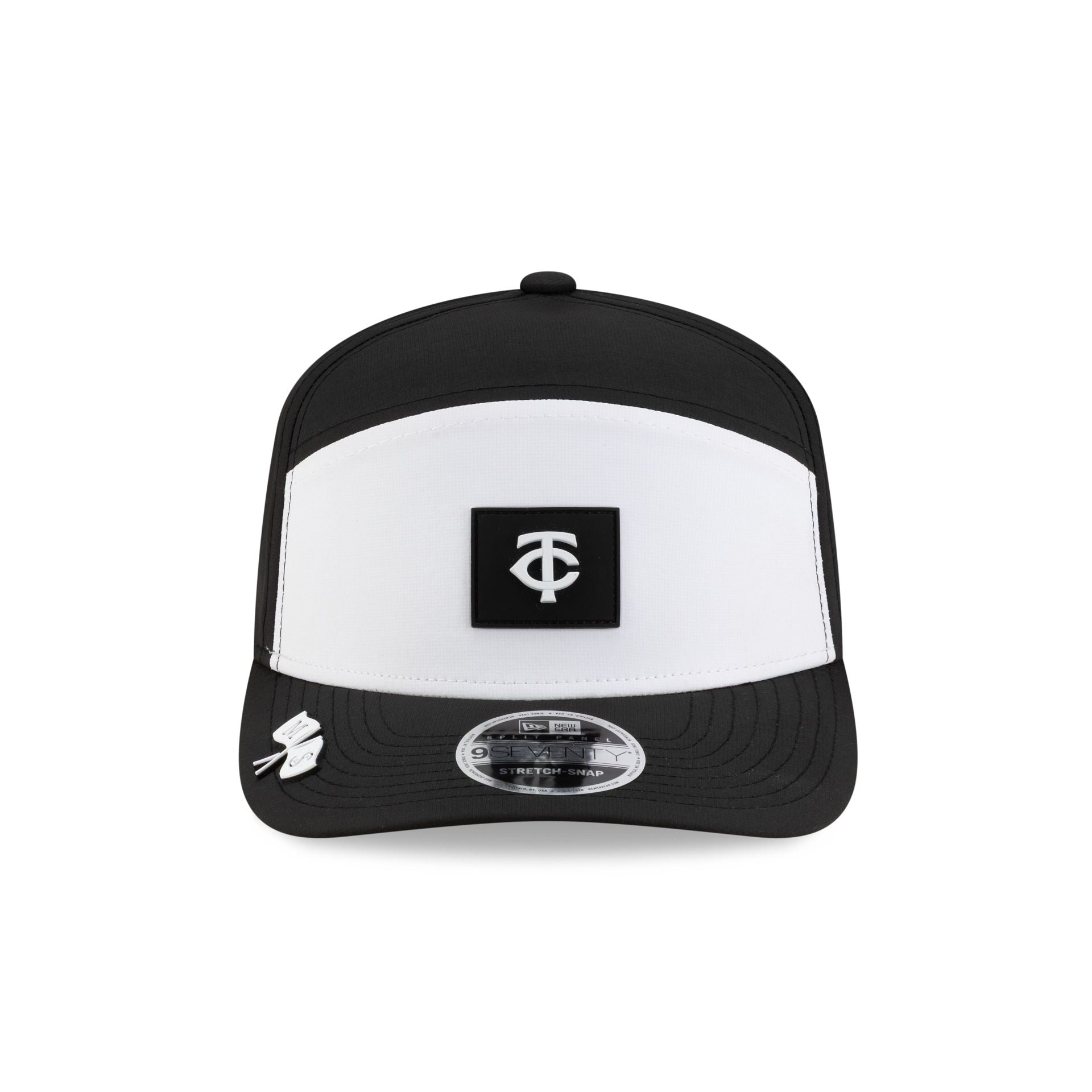 Alternative view of Minnesota Twins 2026 Clubhouse Black & White Split Panel 9Seventy Stretch-Snap Hat