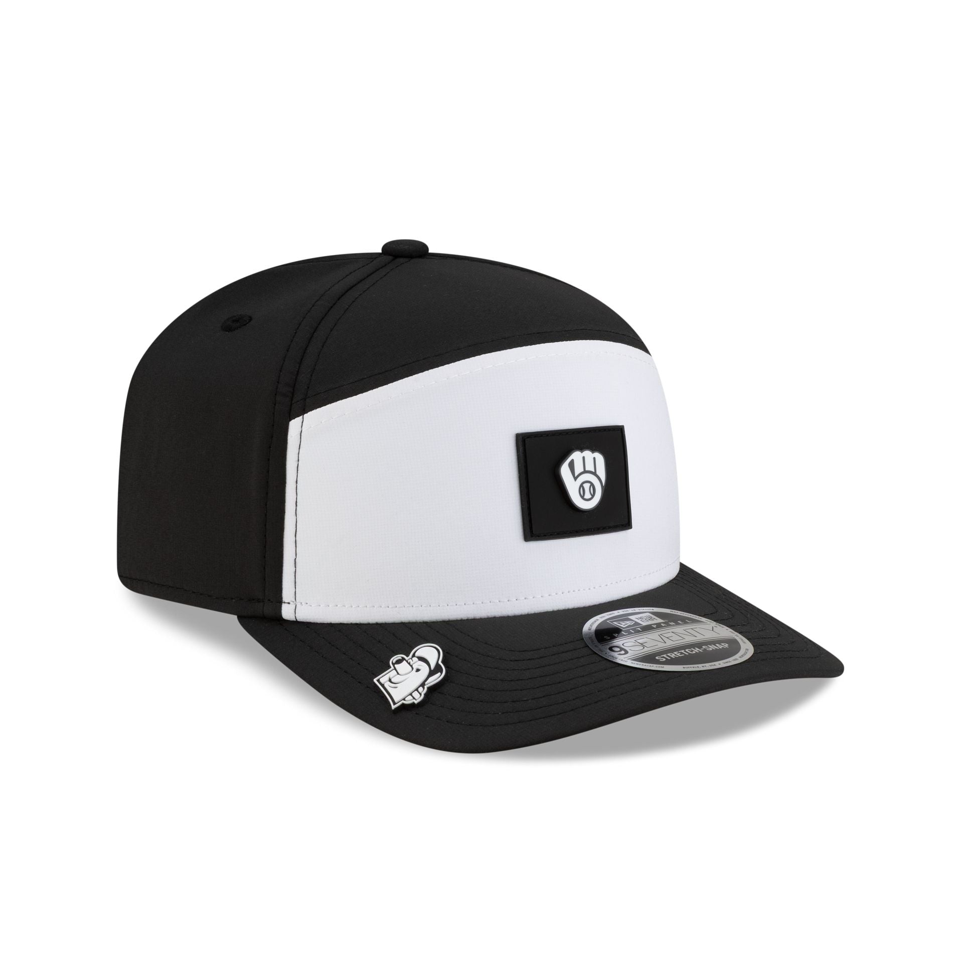 Milwaukee Brewers 2026 Clubhouse Black & White Split Panel 9Seventy Stretch-Snap Hat